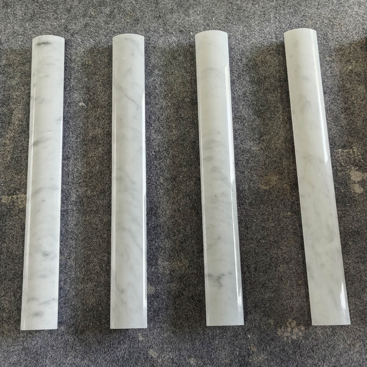 Bianco Carrara White Marble Quarter Round Tile, Liner Bullnose Trim, 1*12 Inches, Polished, MA4