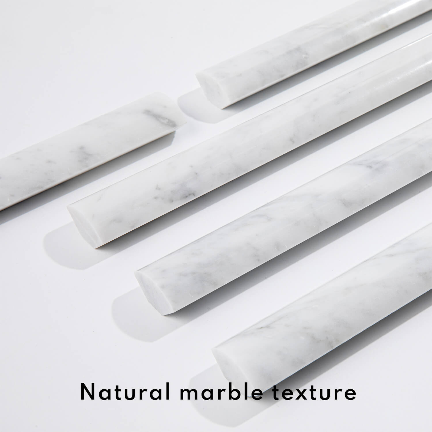 Bianco Carrara White Marble Quarter Round Tile, Liner Bullnose Trim, 1*12 Inches, Polished, MA4