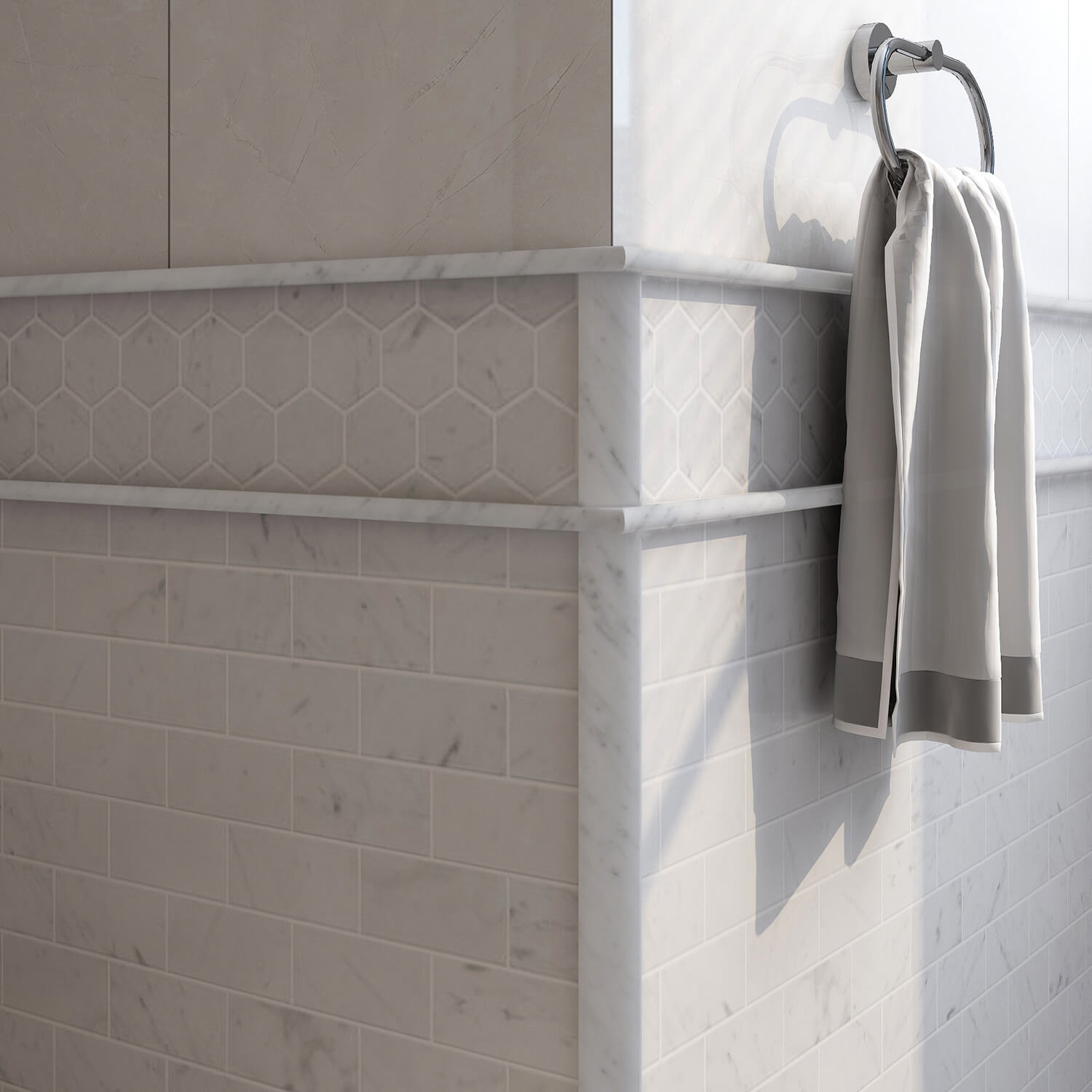 Bianco Carrara White Marble Quarter Round Tile, Liner Bullnose Trim, 1*12 Inches, Polished, MA4