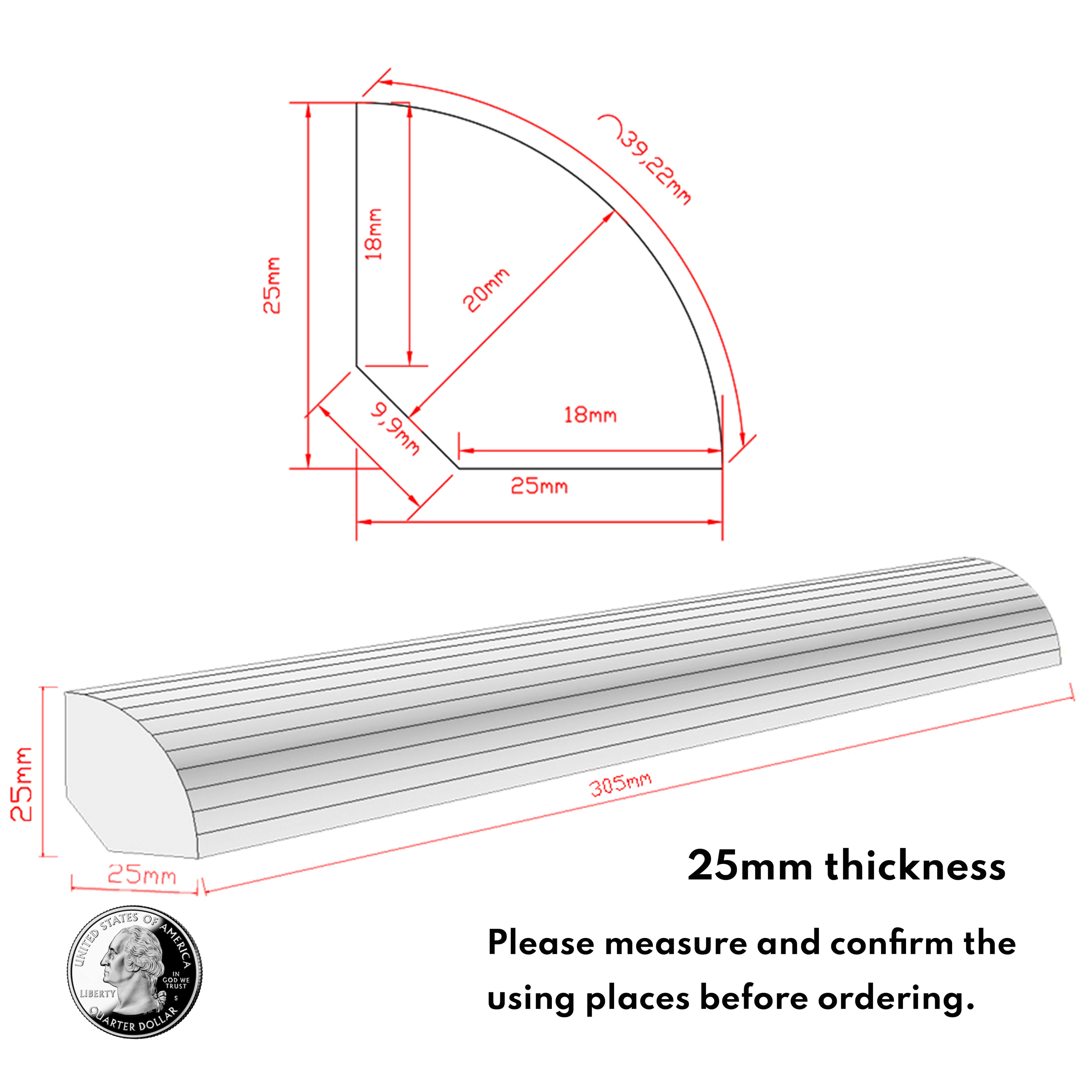 Bianco Carrara White Marble Quarter Round Tile, Liner Bullnose Trim, 1*12 Inches, Polished, MA4