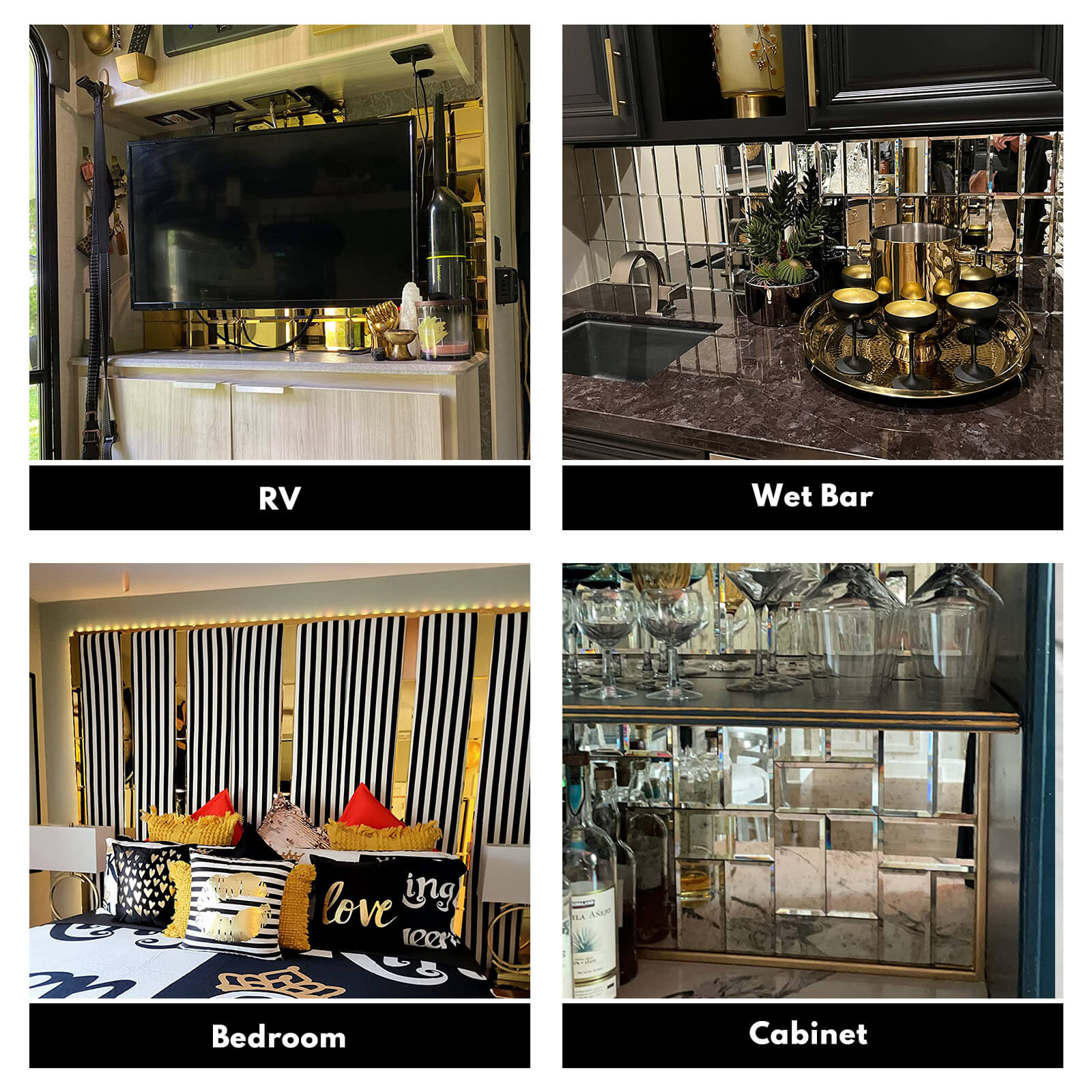 Mirror Subway Tile, Beveled Mirror Backsplash 3x6 Inch for Kitchen Bathroom Wall (40 Pcs, 5 SQ.FT.)