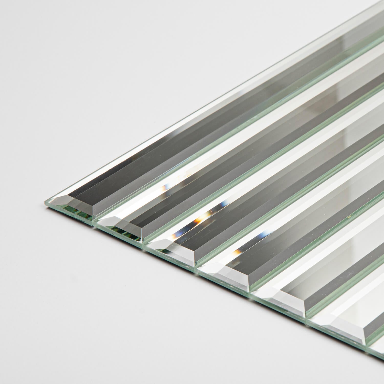 Peel And Stick Silver Beveled Mirror Tile, Strip, 12*12 Inches, Glossy, MT12