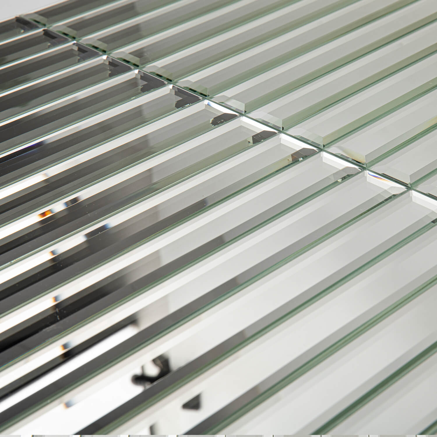 Peel And Stick Silver Beveled Mirror Tile, Strip, 12*12 Inches, Glossy, MT12