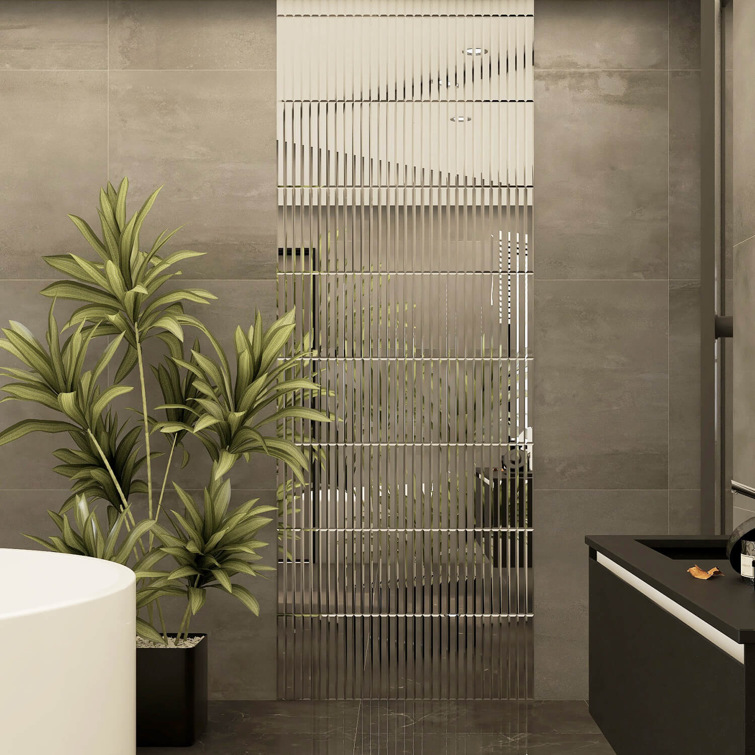 Peel And Stick Silver Beveled Mirror Tile, Strip, 12*12 Inches, Glossy, MT12