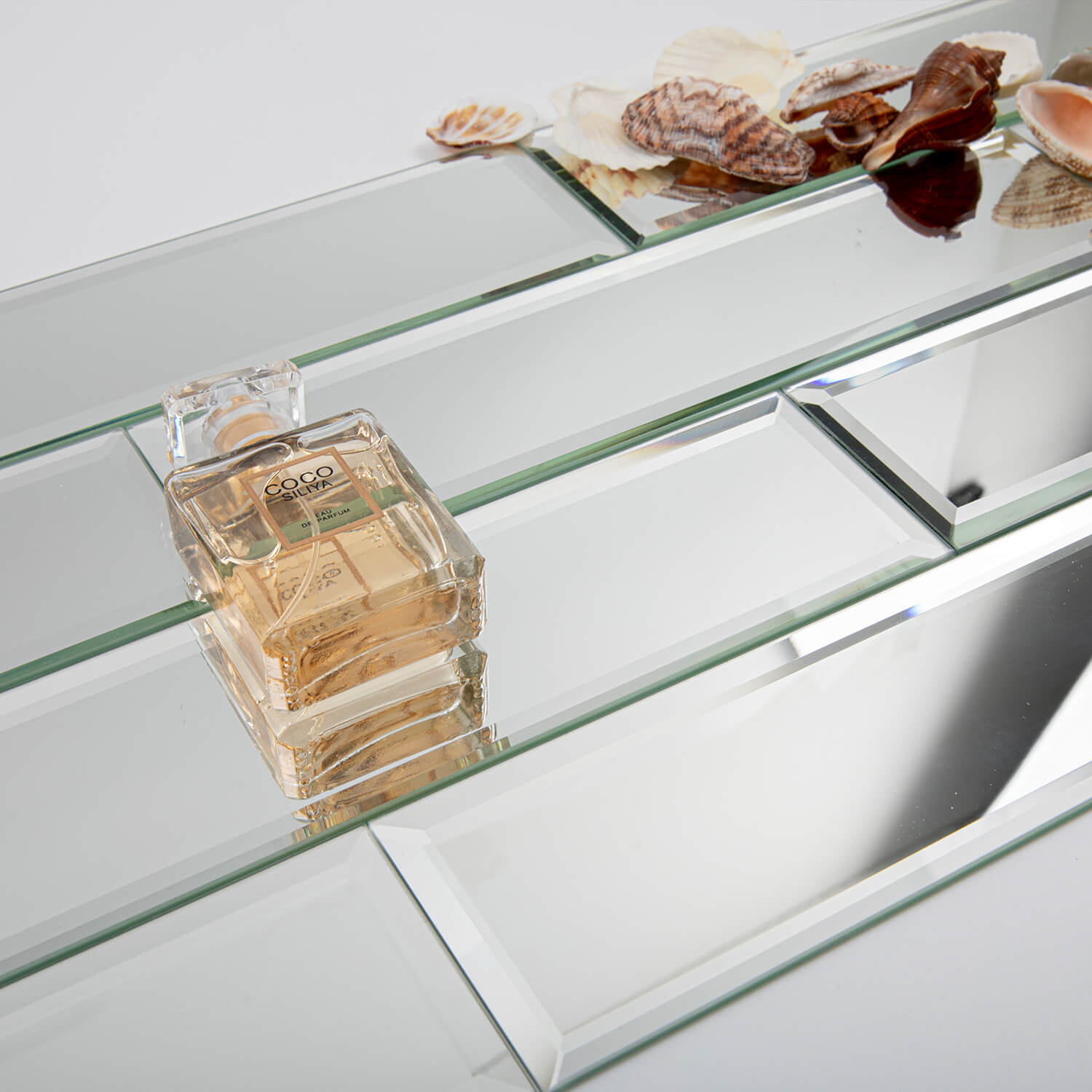 Peel And Stick Silver Beveled Mirror Glass Tile, Subway, 3*12 Inches, Glossy, MT14