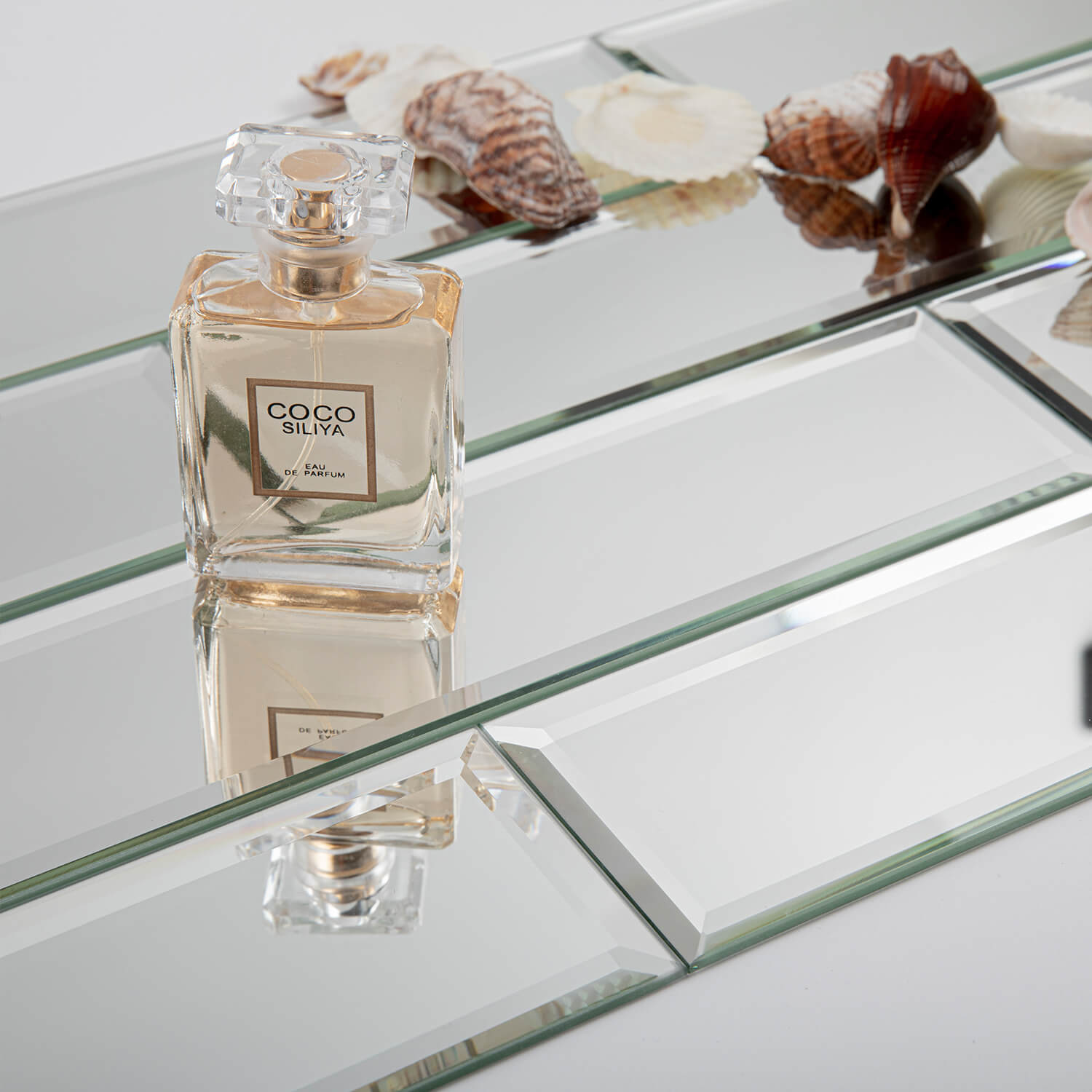 Peel And Stick Silver Beveled Mirror Glass Tile, Subway, 3*12 Inches, Glossy, MT14