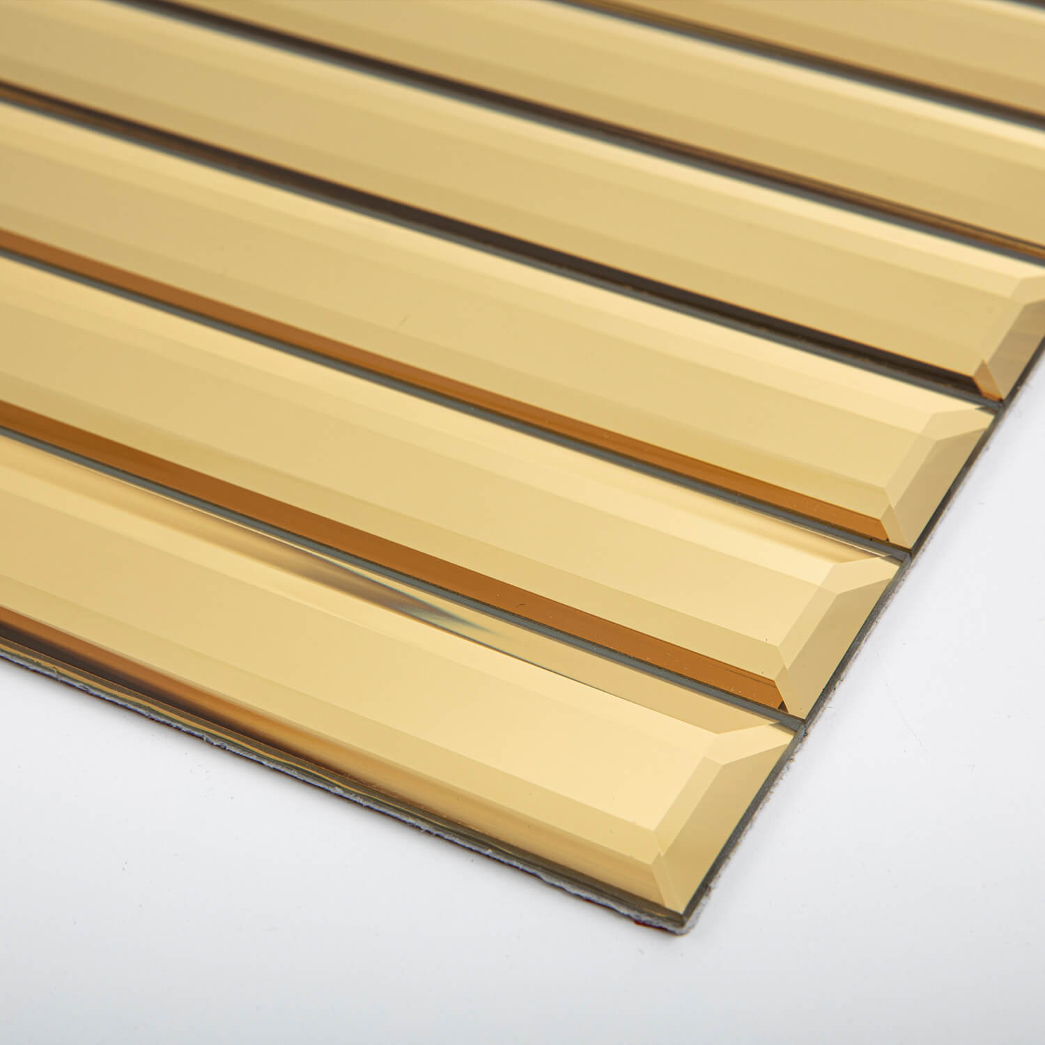 Peel And Stick Gold Beveled Mirror Tile, Strip, 12*12 Inches, Glossy, MT15