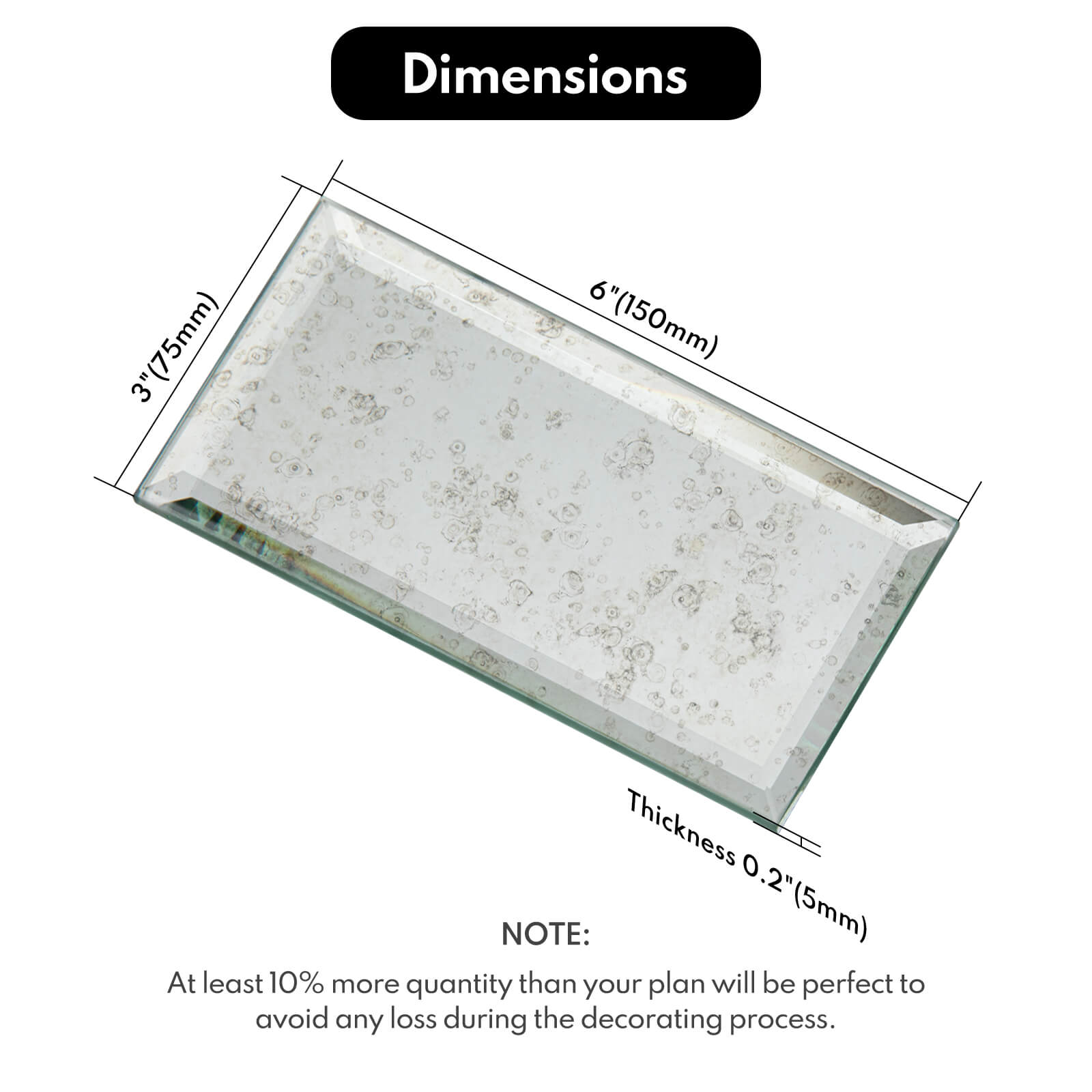 Peel and Stick Beveled Antique Mirror Tile Subway Mirror Glass Backsplash 3x6 Inch for Kitchen Bathroom Wall (40 Pcs, 5 SQ.FT.)