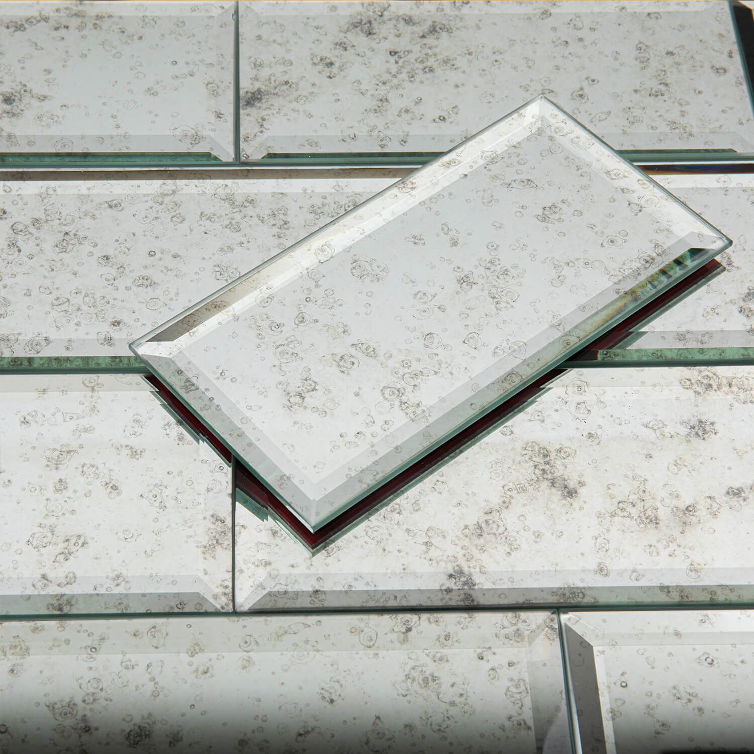 Peel and Stick Beveled Antique Mirror Tile Subway Mirror Glass Backsplash 3x6 Inch for Kitchen Bathroom Wall (40 Pcs, 5 SQ.FT.)