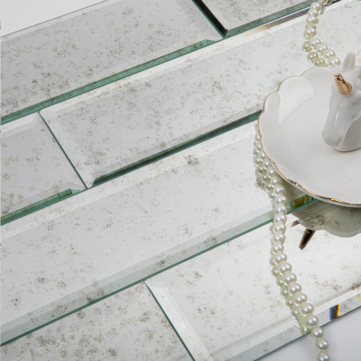 Light Antique Mirror Tile, Beveled Subway Mirror Backsplash 3x12 Inch for Kitchen Bathroom Wall (20 Pcs, 5 SQ.FT.)