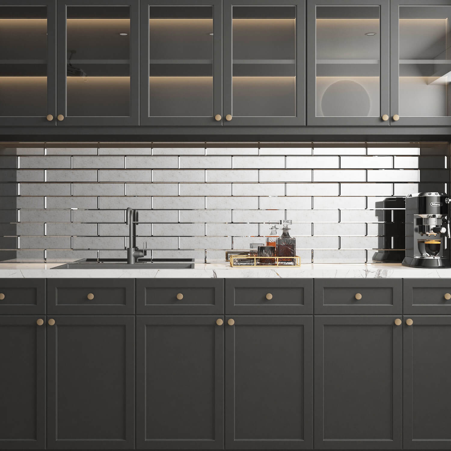 Lovdeco Peel and Stick Beveled Antique Mirror Tile Subway Mirror Glass Backsplash 3x12 Inch for Kitchen Bathroom Wall (20 Pcs, 5 SQ.FT.)