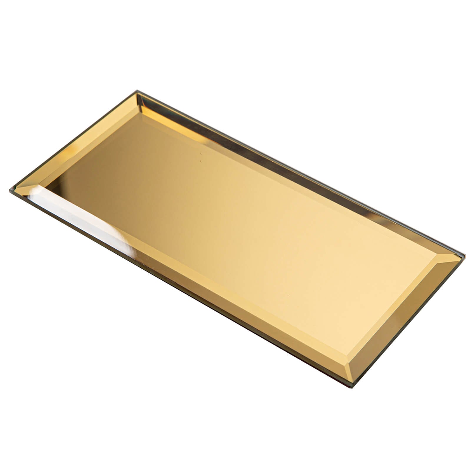 Peel And Stick Glod Beveled Mirror Glass Tile, Subway, 3*6 Inches, Glossy, MT18