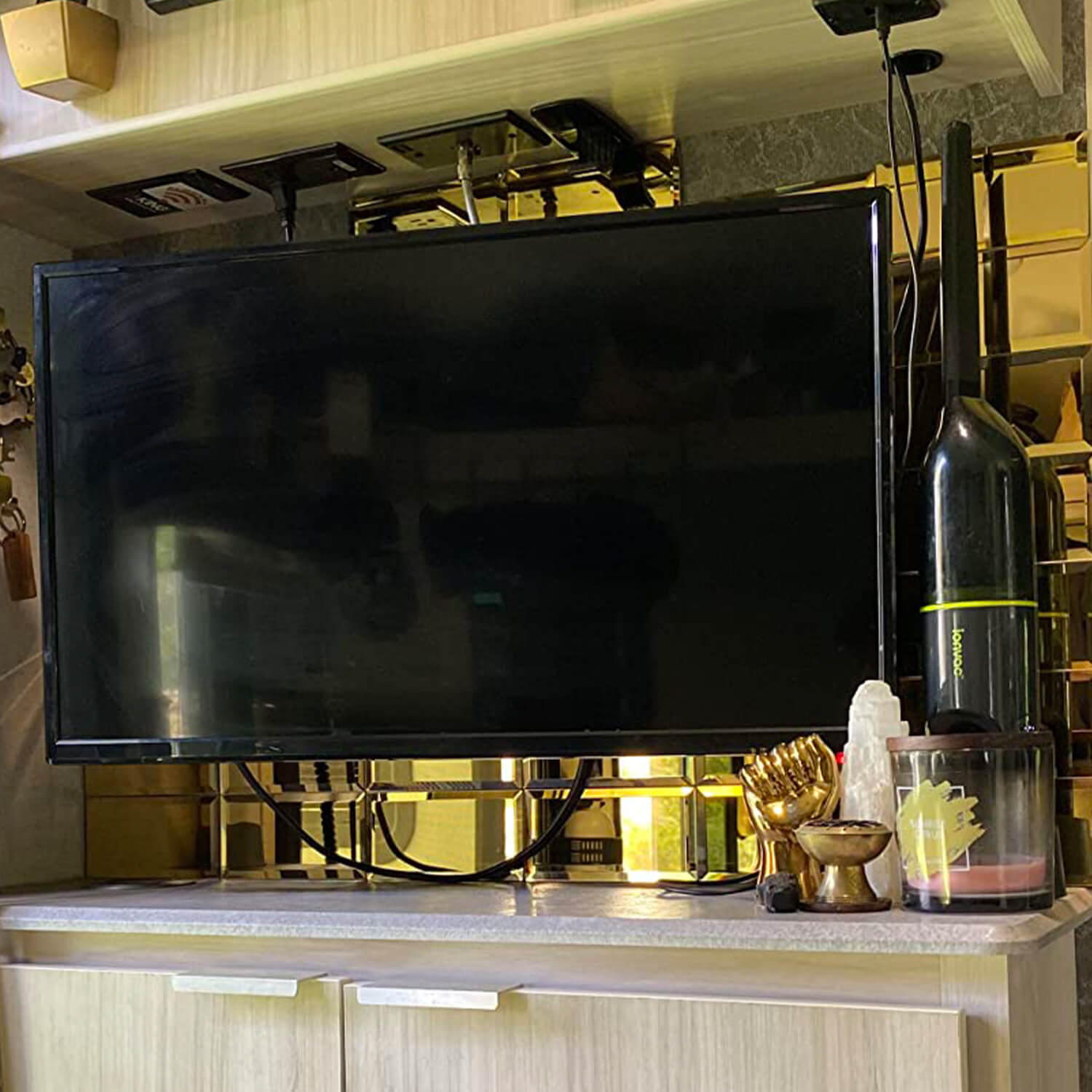 Peel And Stick Glod Beveled Mirror Glass Tile, Subway, 3*6 Inches, Glossy, MT18