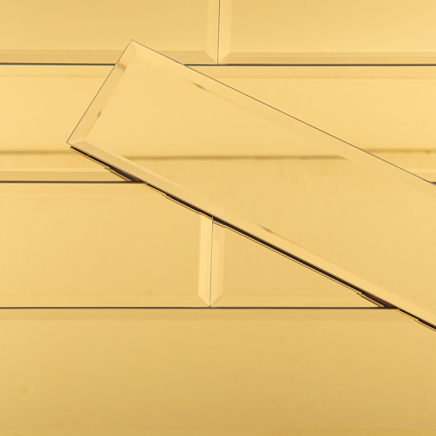 Peel And Stick Gold Mirror Glass Tile, Subway, 3*12 Inches, Glossy, MT19