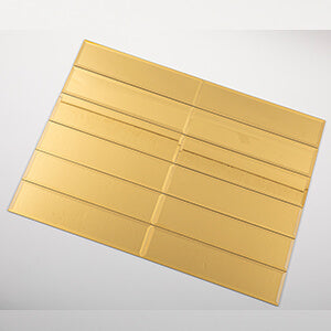 Peel And Stick Gold Mirror Glass Tile, Subway, 3*12 Inches, Glossy, MT19