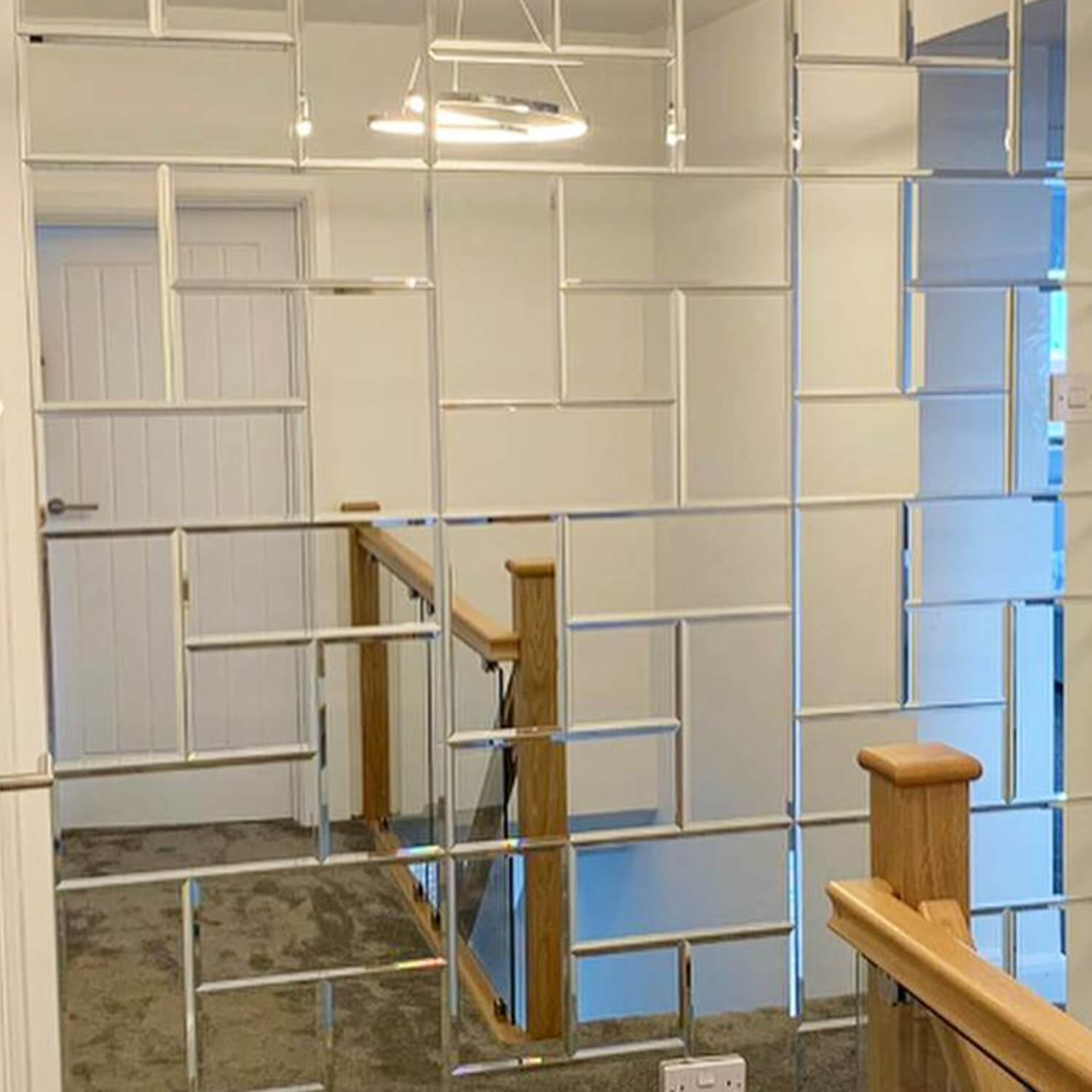 Peel And Stick Silver Beveled Mirror Glass Tile, Square, 3*3 Inches, Glossy, MT21