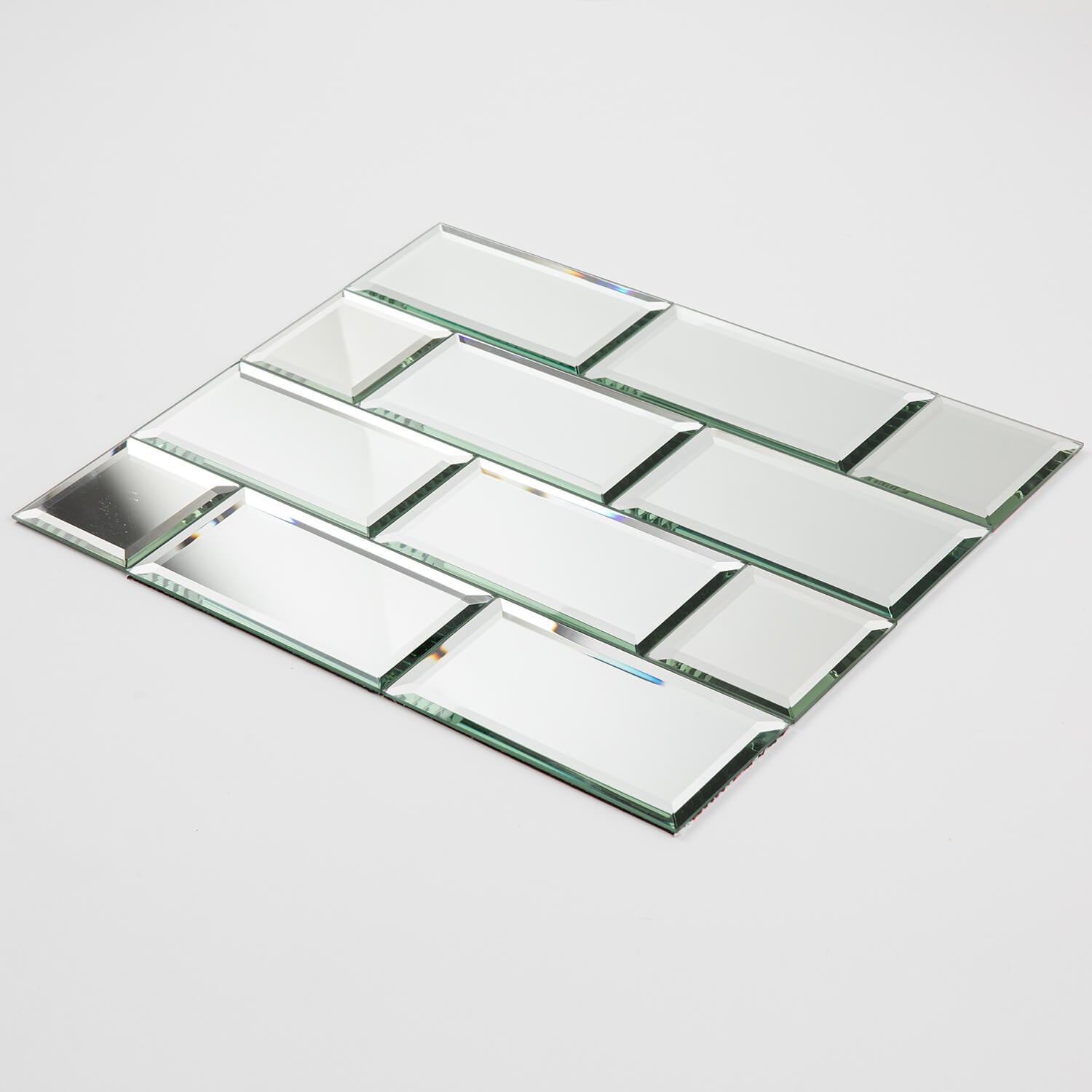 Peel And Stick Silver Beveled Mirror Glass Tile, Square, 3*3 Inches, Glossy, MT21