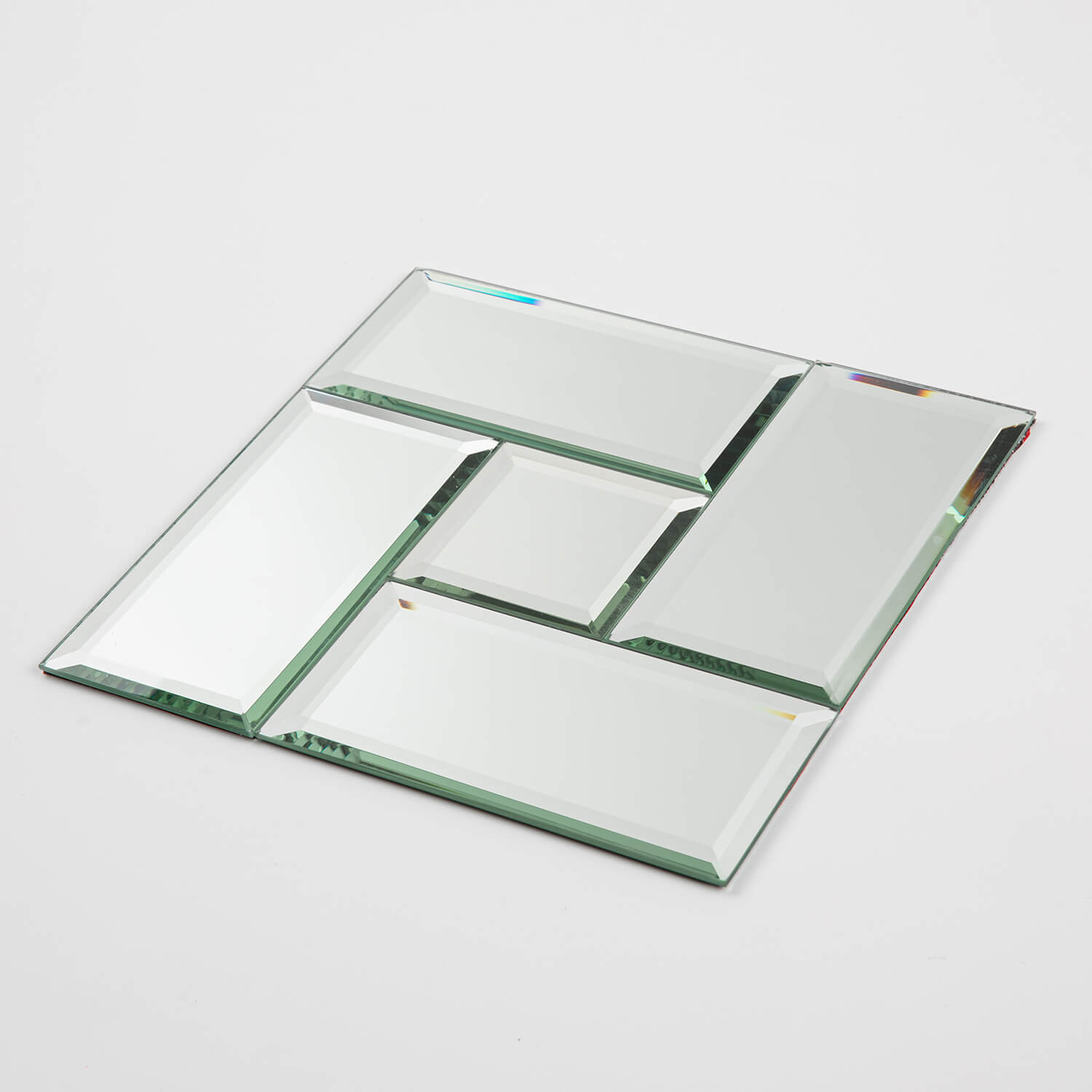 Peel And Stick Silver Beveled Mirror Glass Tile, Square, 3*3 Inches, Glossy, MT21