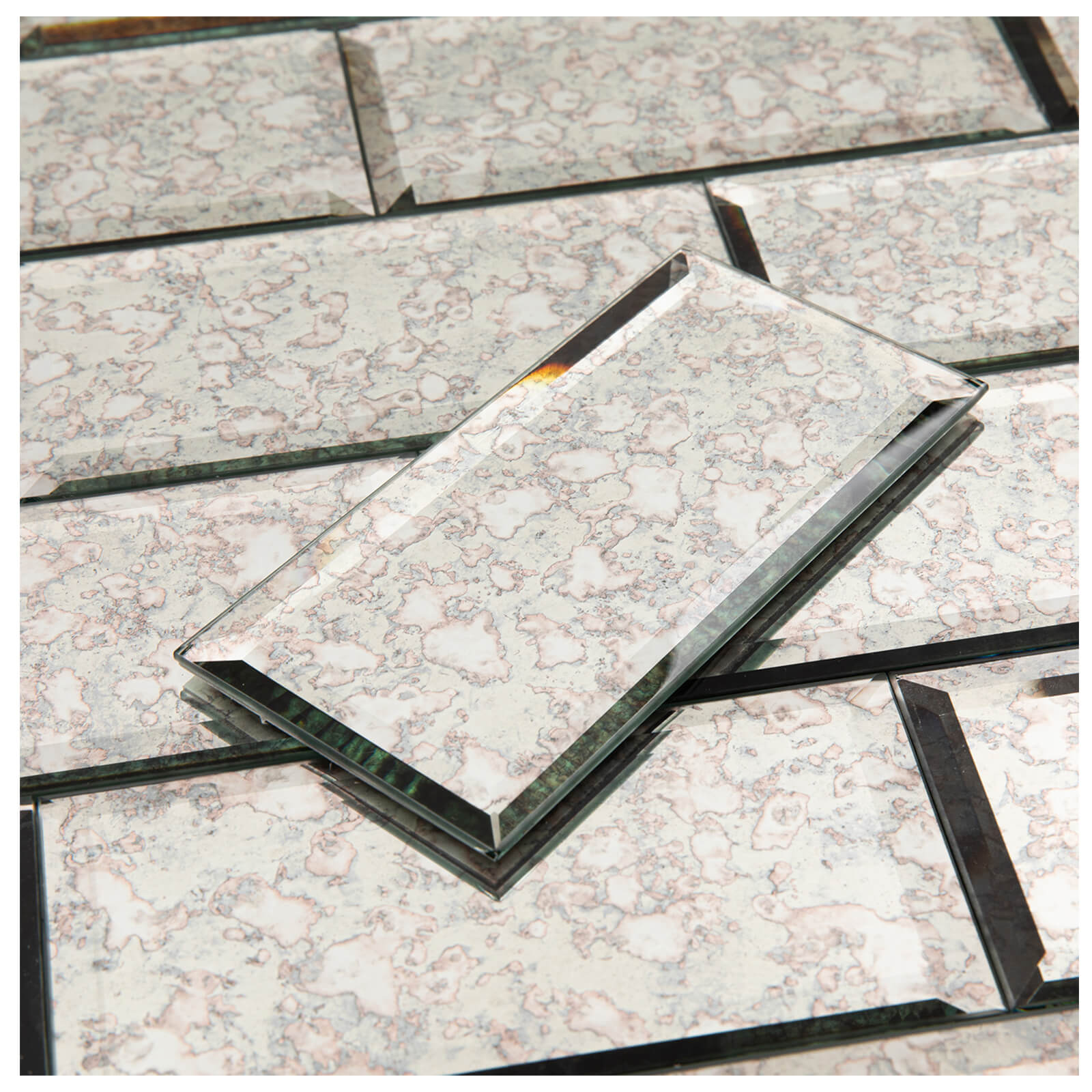 Peel and Stick Antique Beveled Mirror Tile Subway Mirror Glass Backsplash 3x6 Inch for Kitchen Bathroom Wall (40 Pcs, 5 SQ.FT.)