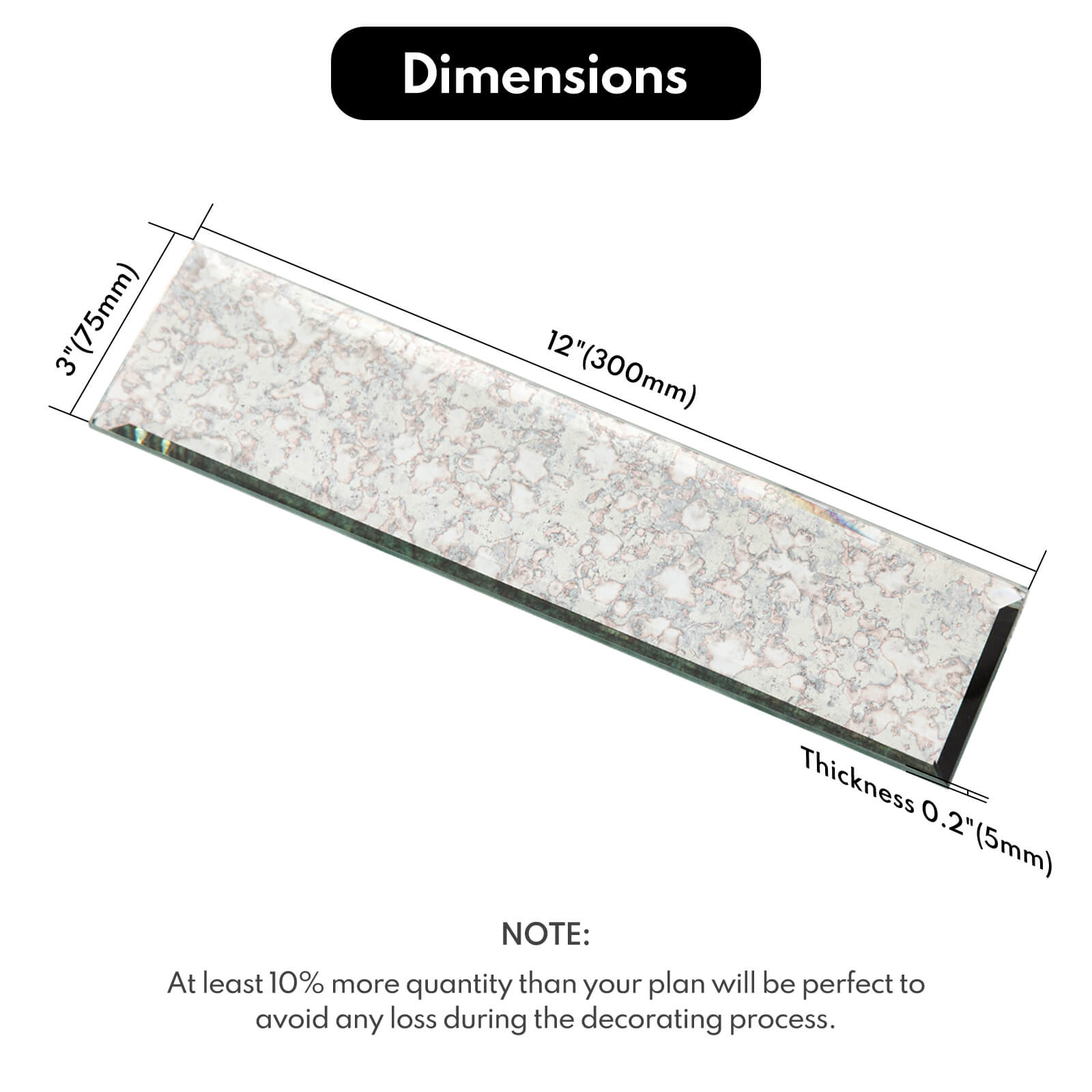 Peel and Stick Antique Beveled Mirror Tile Subway Mirror Backsplash 3x12 Inch for Kitchen Bathroom Wall (20 Pcs, 5 SQ.FT.)