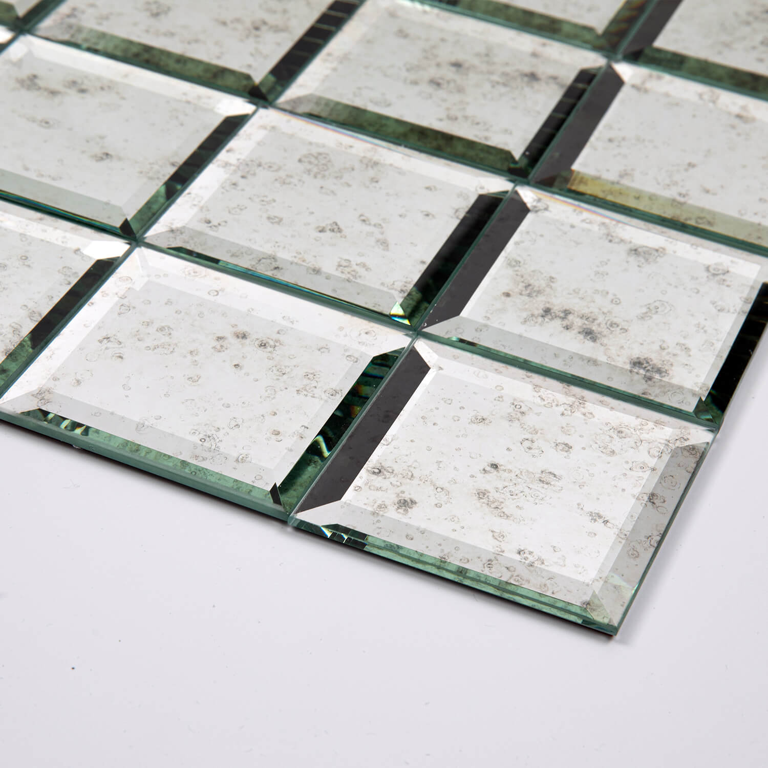 Peel and Stick 3 Inch Light Antique Mirror Backsplash, Square Tile for Kitchen Bathroom (32 Sheets, 2 SQ.FT.)