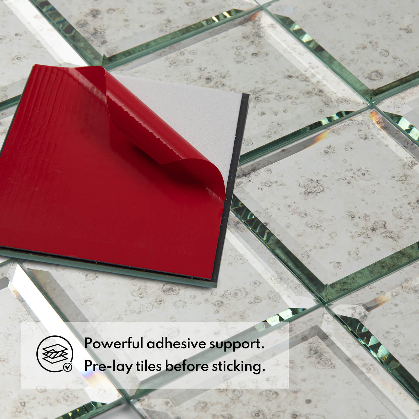 Peel and Stick 3 Inch Light Antique Mirror Backsplash, Square Tile for Kitchen Bathroom (32 Sheets, 2 SQ.FT.)