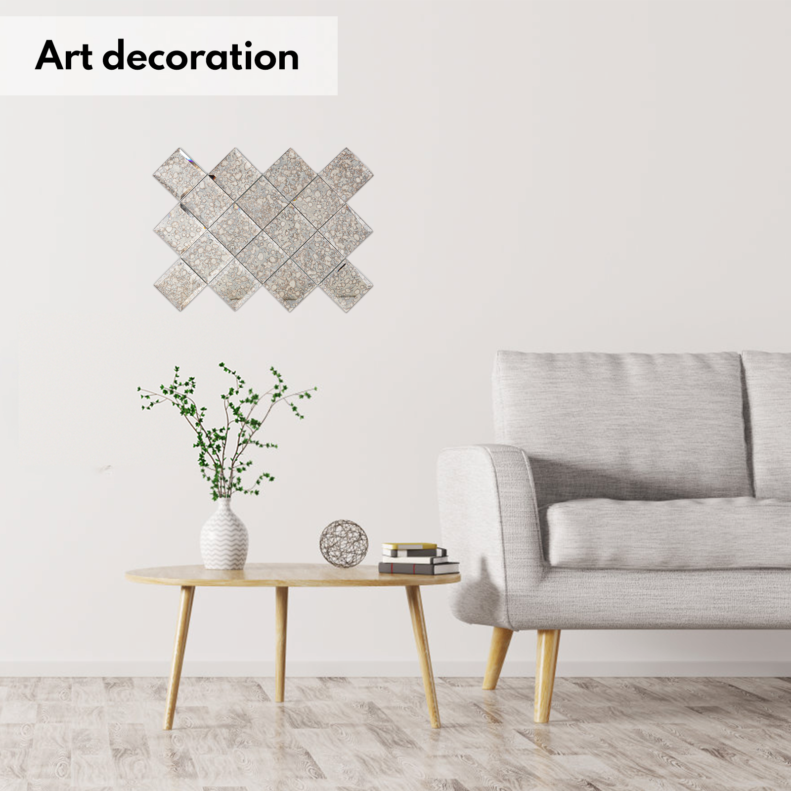 Peel and Stick 3 Inch Antique Mirror Backsplash, Square Tile for Kitchen Bathroom (32 Sheets, 2 SQ.FT.)