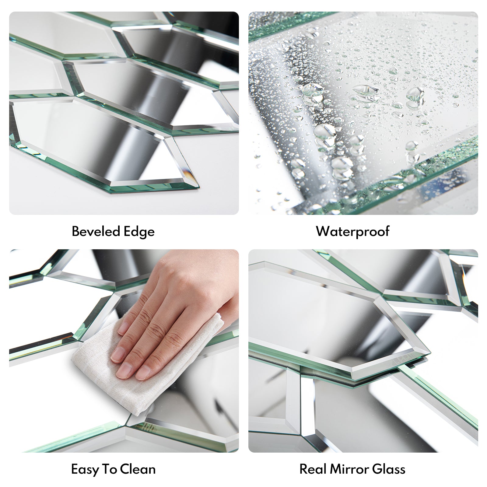 Lovdeco Peel and Stick Beveled Mirror Tile, Mirror Backsplash for Kitchen Bathroom Wall, 4x7.87 Inches Hexagon, Silver (30 Pcs, 4.8 SQ.FT.)