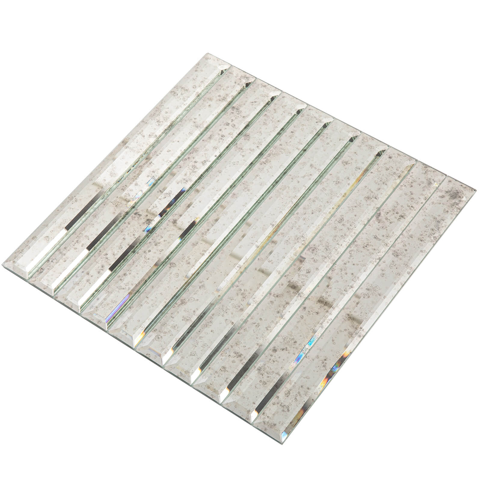 Peel And Stick Light Antique Beveled Mirror Tile, Strip, 12*12 Inches, Glossy, MT42