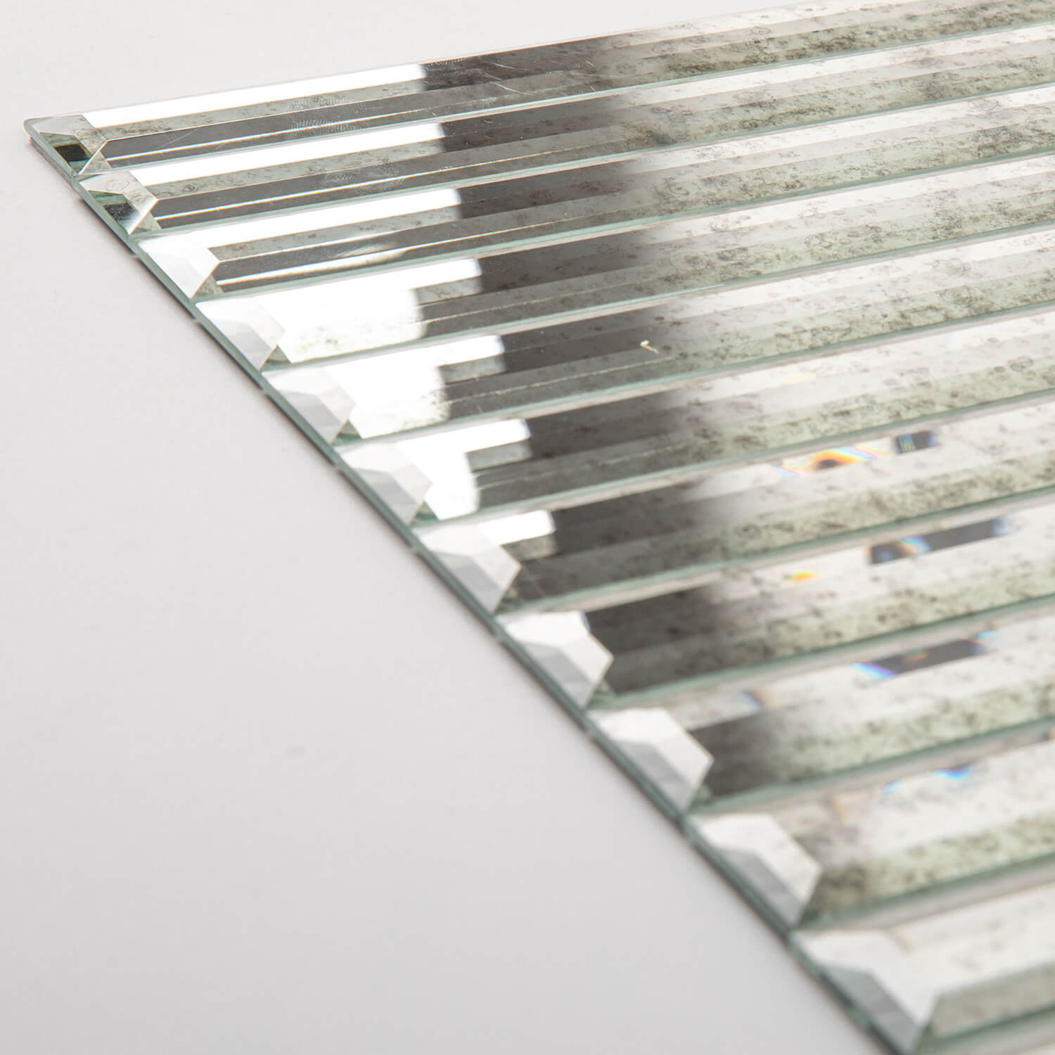 Peel And Stick Light Antique Beveled Mirror Tile, Strip, 12*12 Inches, Glossy, MT42