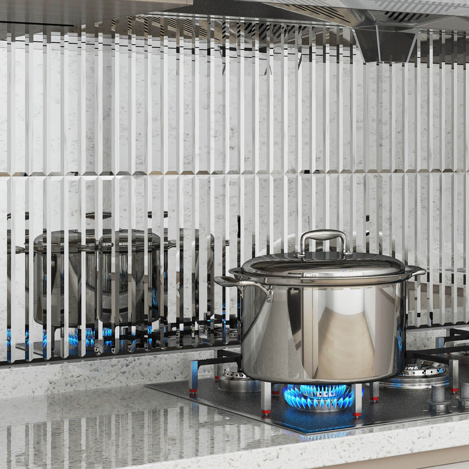 Peel And Stick Light Antique Beveled Mirror Tile, Strip, 12*12 Inches, Glossy, MT42