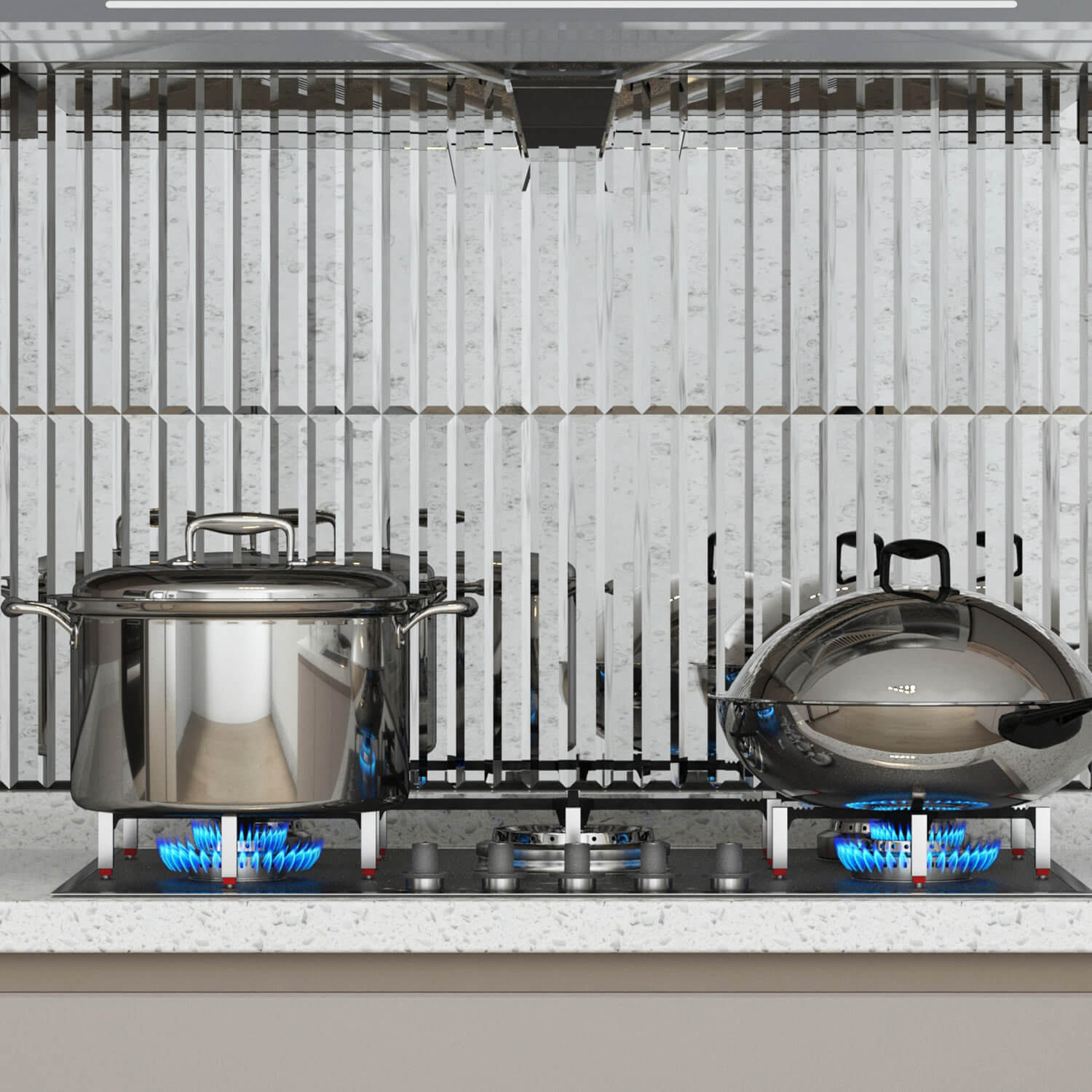 Peel And Stick Light Antique Beveled Mirror Tile, Strip, 12*12 Inches, Glossy, MT42