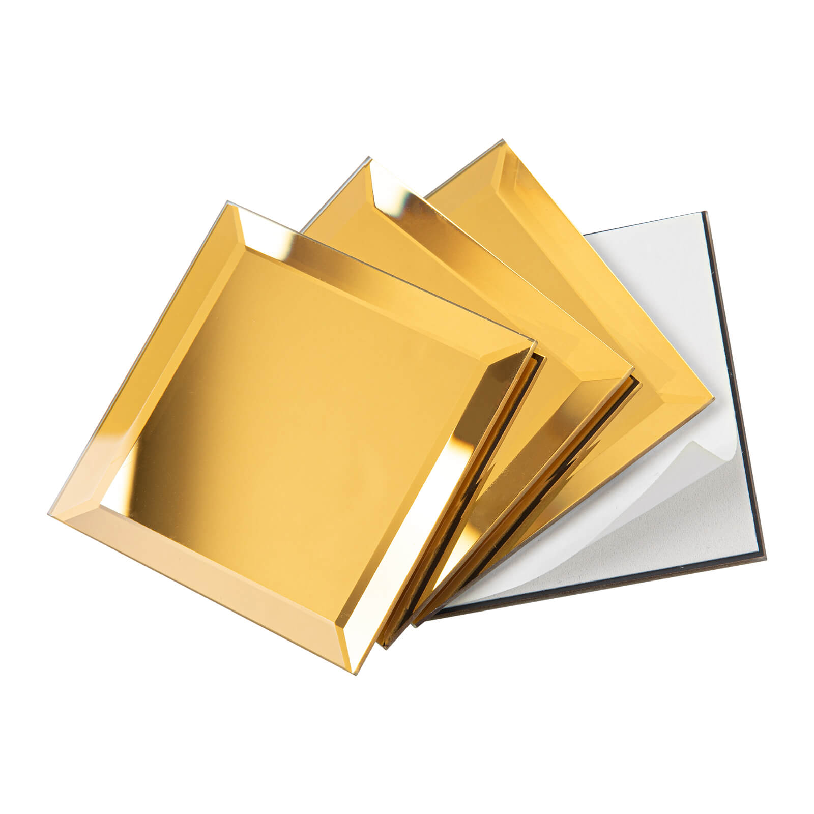 Lovdeco Peel and Stick 3 Inch Gold Mirror Backsplash, Square Tile for Kitchen Bathroom (32 Sheets, 2 SQ.FT.)