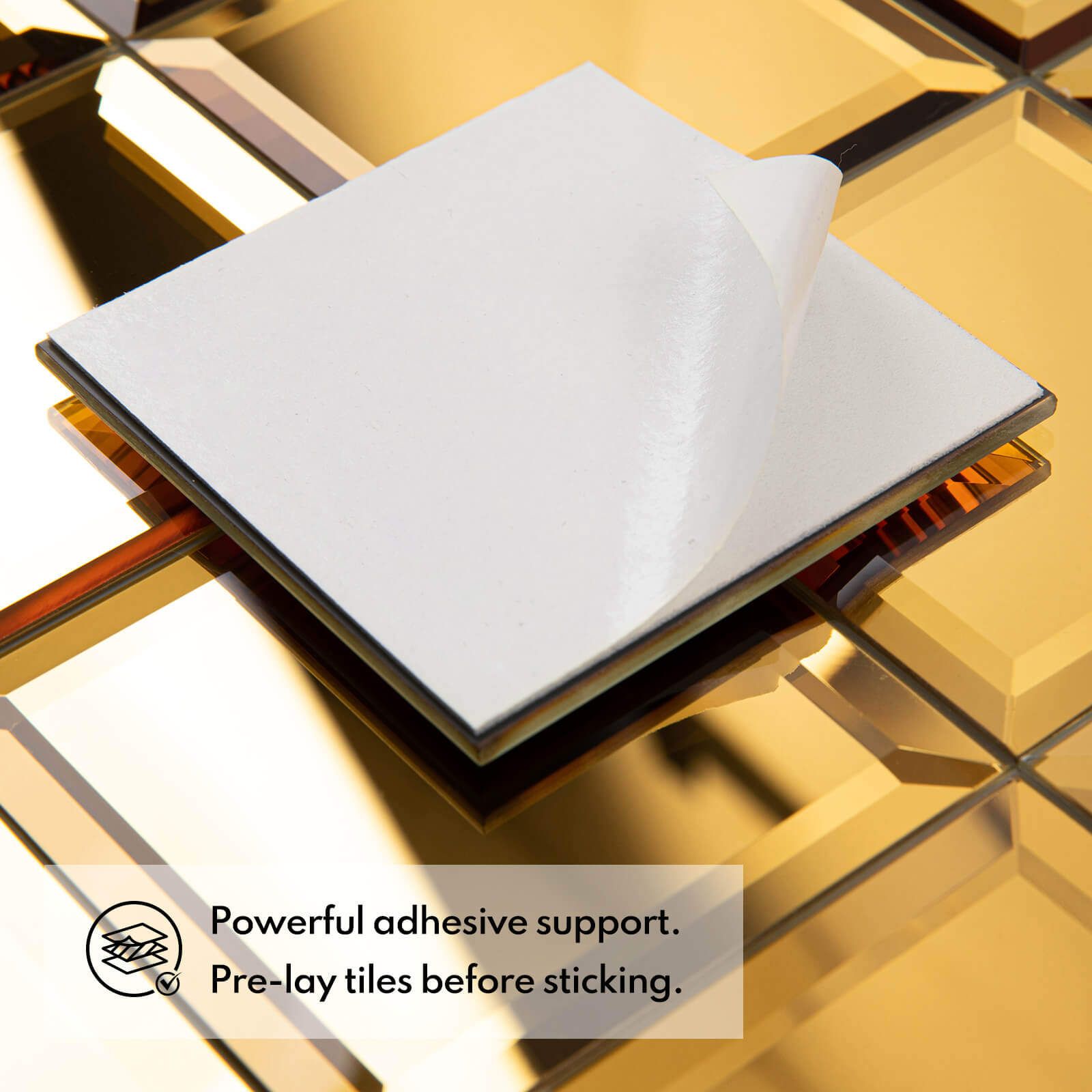 Lovdeco Peel and Stick 3 Inch Gold Mirror Backsplash, Square Tile for Kitchen Bathroom (32 Sheets, 2 SQ.FT.)