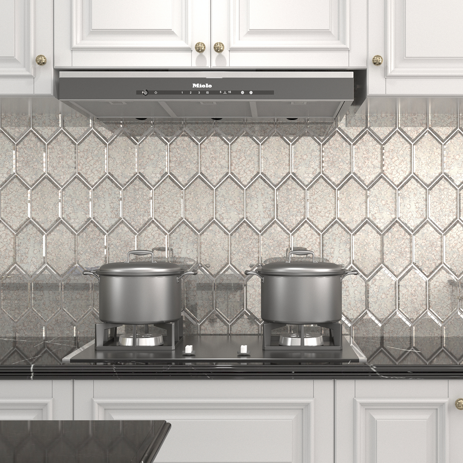 Peel and Stick Beveled Mirror Tile, Mirror Backsplash for Kitchen Bathroom Wall, 4x7.87 Inches Hexagon, Antique (30 Pcs, 4.8 SQ.FT.)