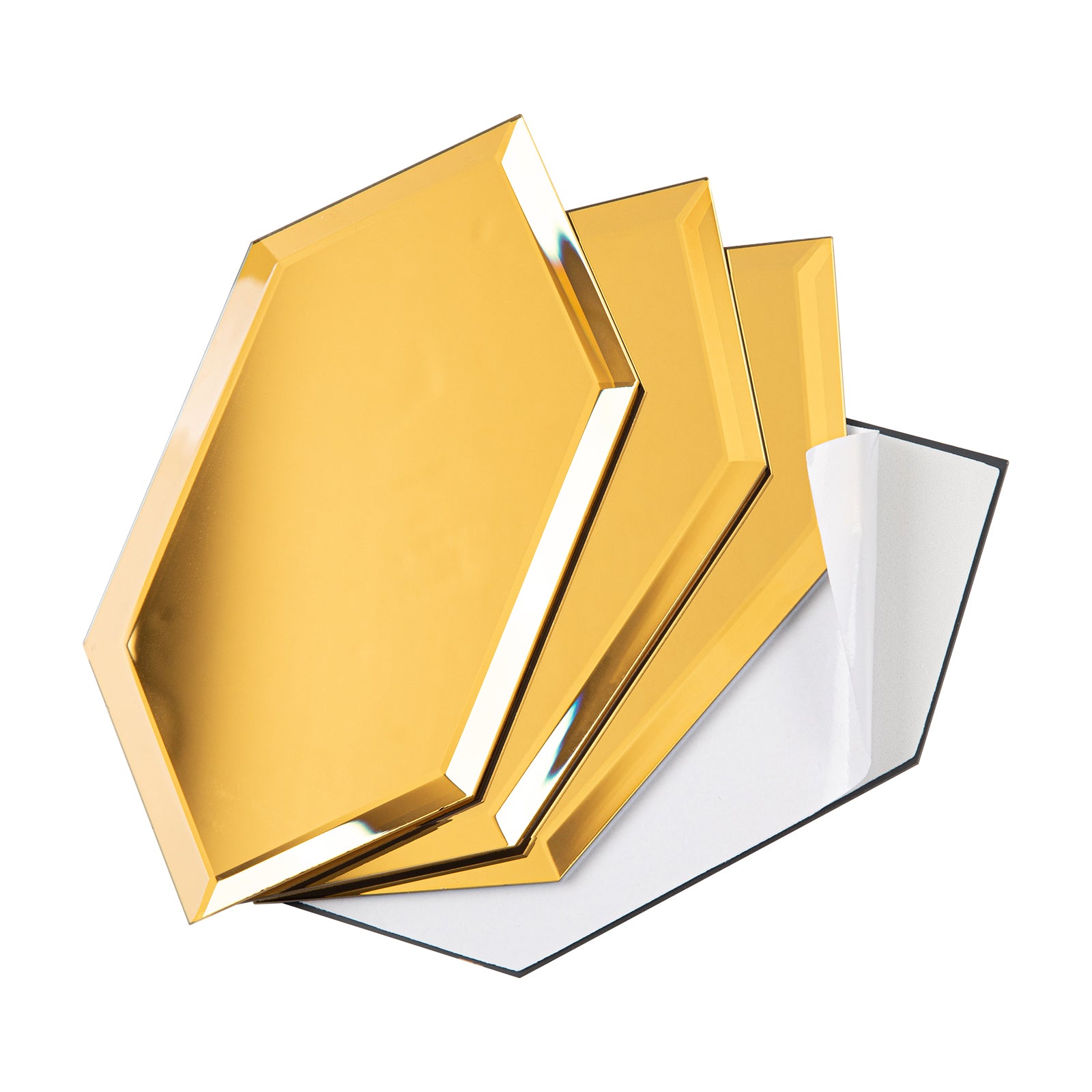 Lovdeco Peel and Stick Beveled Mirror Tile, Mirror Backsplash for Kitchen Bathroom Wall, 4x7.87 Inches Hexagon, Gold (30 Pcs, 4.8 SQ.FT.)