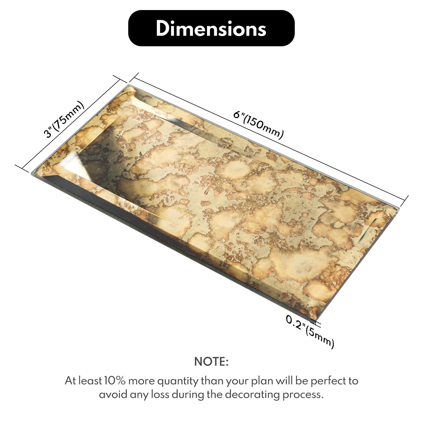 Lovdeco Peel and Stick Beveled Gold Antique Mirror Tile Subway Mirror Glass Backsplash 3x6 Inch for Kitchen Bathroom Wall (40 Pcs, 5 SQ.FT.)