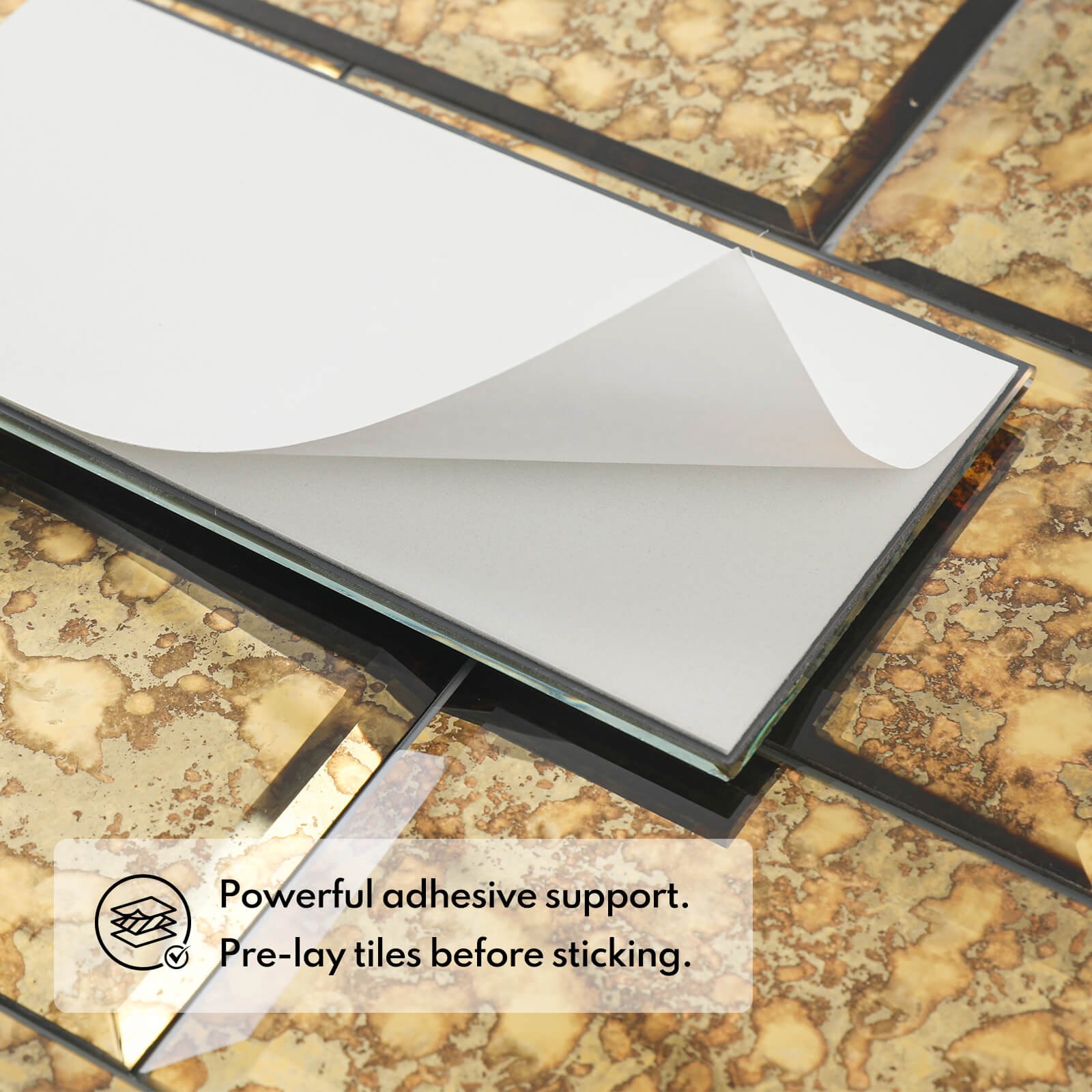 Lovdeco Peel and Stick Beveled Gold Antique Mirror Tile Subway Mirror Glass Backsplash 3x6 Inch for Kitchen Bathroom Wall (40 Pcs, 5 SQ.FT.)