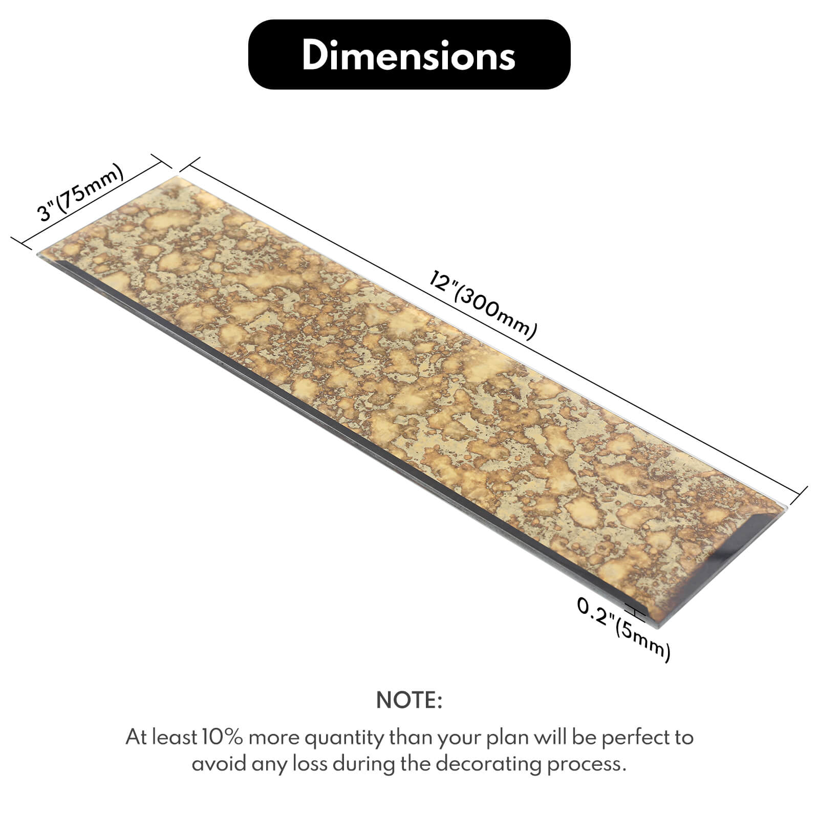 Lovdeco Peel and Stick Beveled Gold Antique Mirror Tile Subway Mirror Glass Backsplash 3x12 Inch for Kitchen Bathroom Wall (20 Pcs, 5 SQ.FT.)