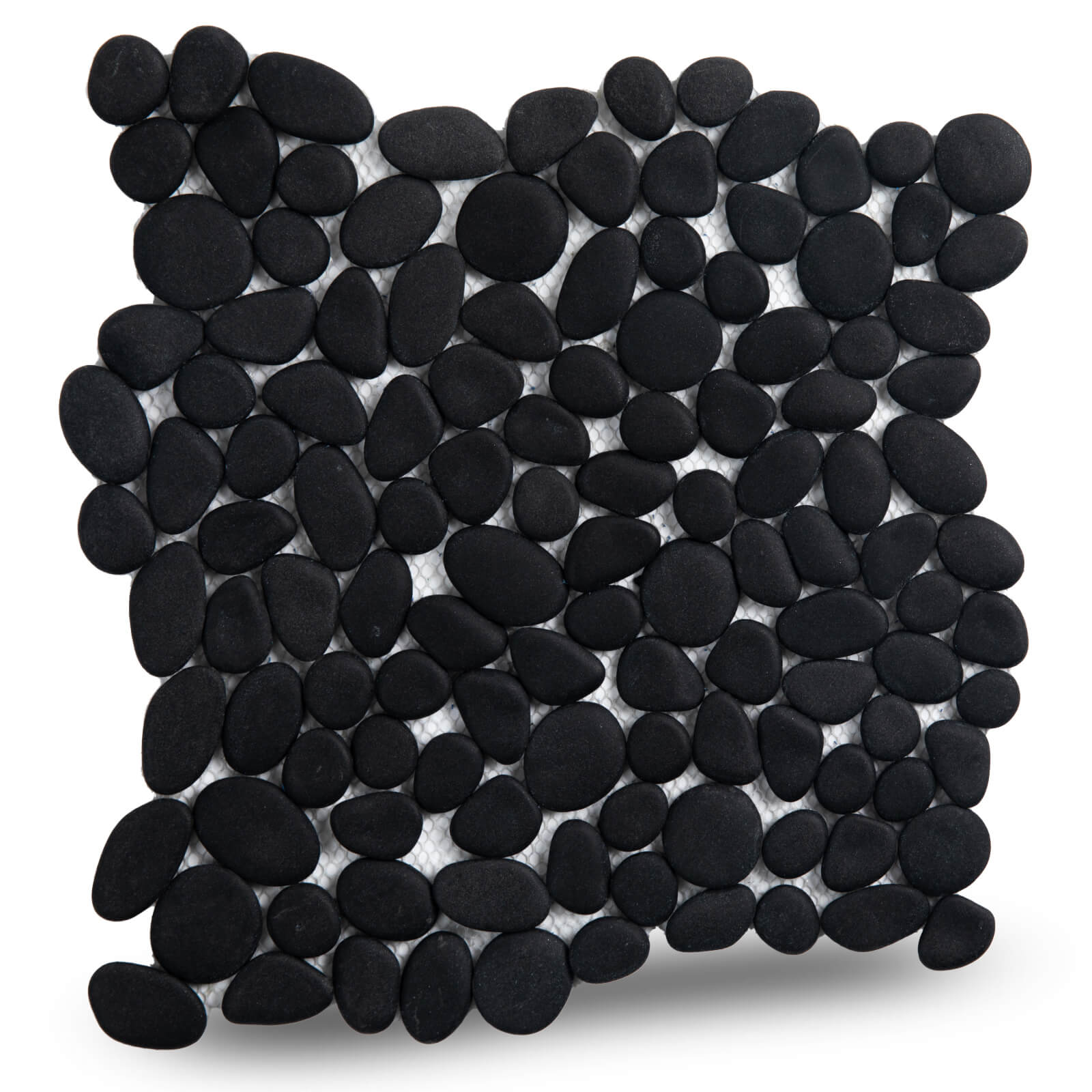 Pebble Tile Shower Floor, Mosaic Pebble Backsplash for Wall, Stone Tiles for Bathroom and Outdoor Garden, 5 Sheets, Black