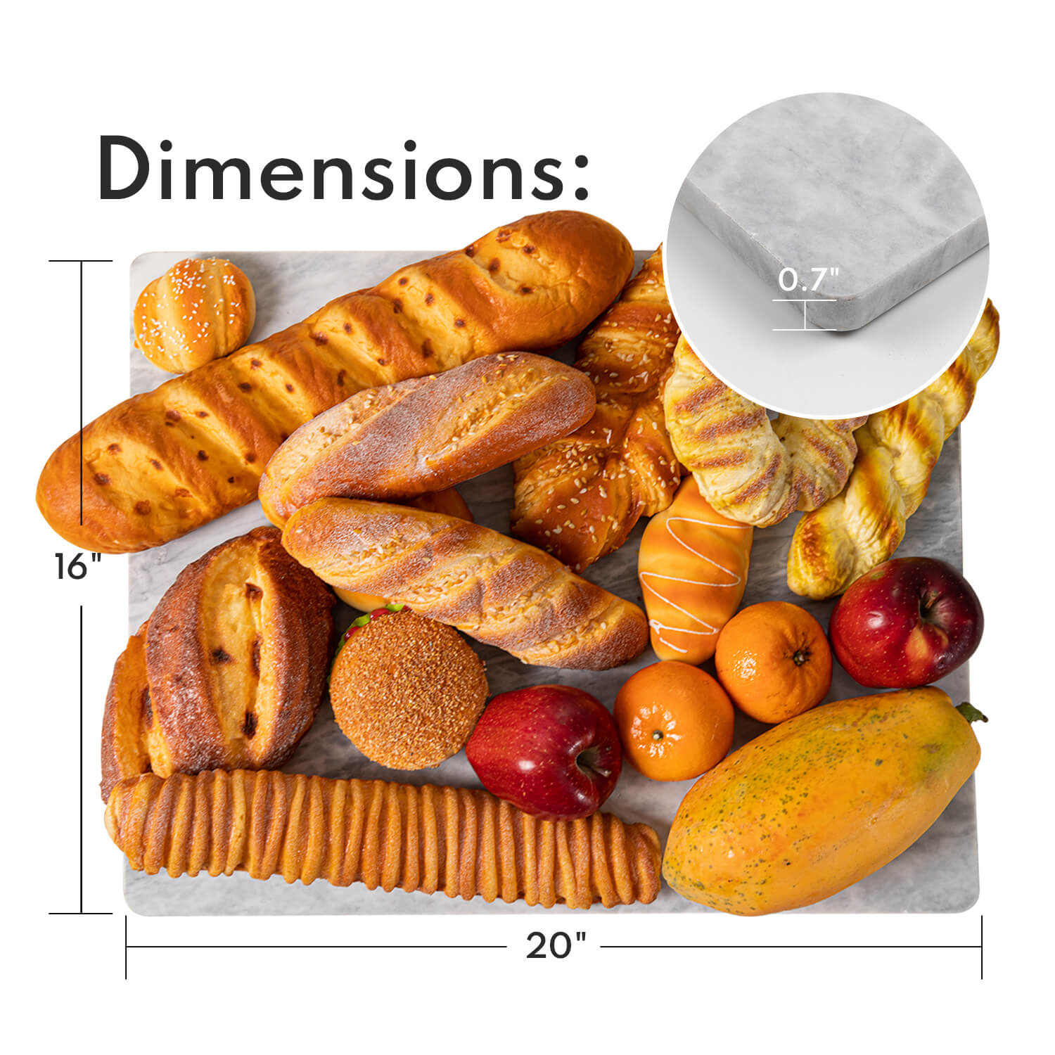 Cloud White Marble Cutting Board, Pastry Board, 16*20 Inches, 1 Piece, PC14