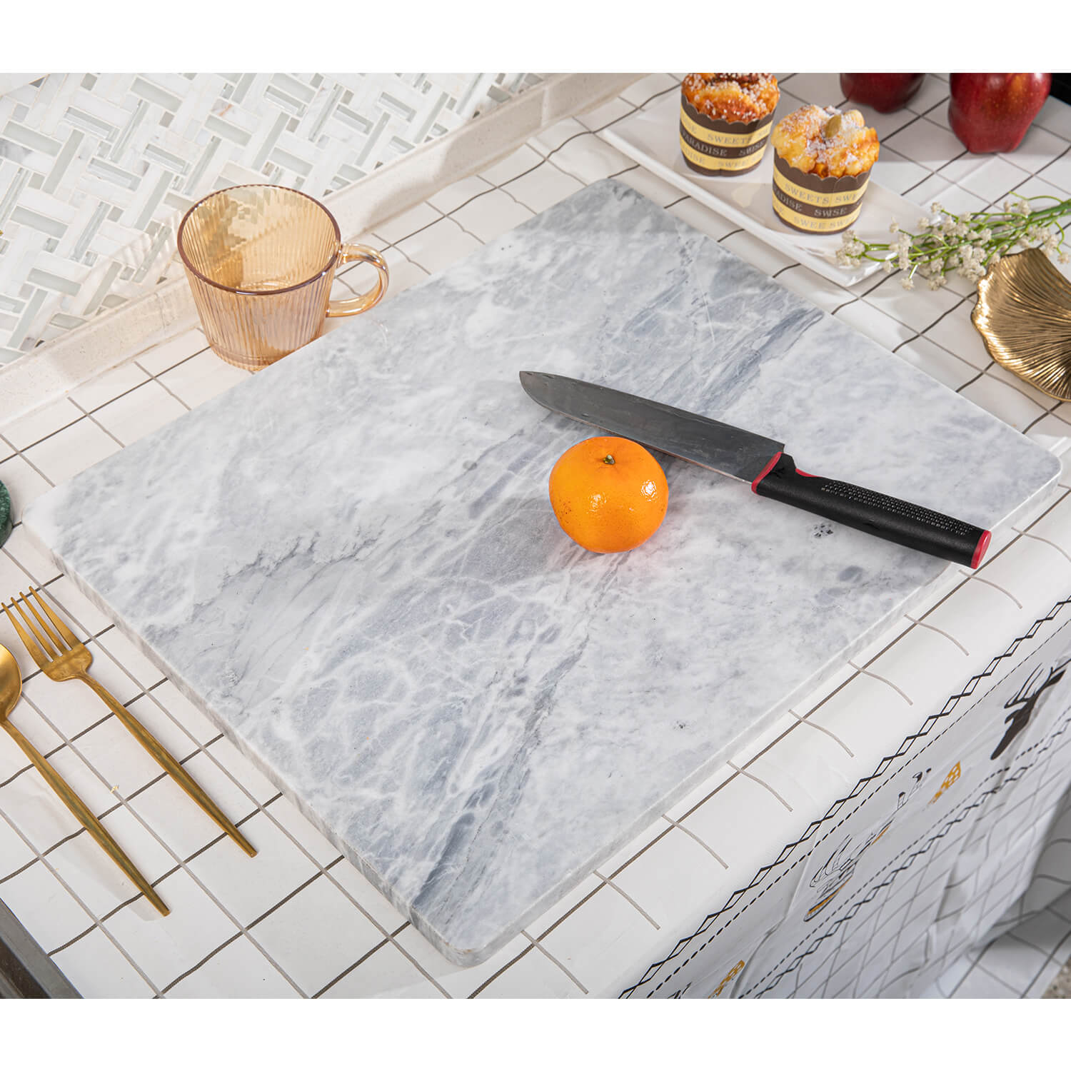 Cloud White Marble Cutting Board, Pastry Board, 16*20 Inches, 1 Piece, PC14