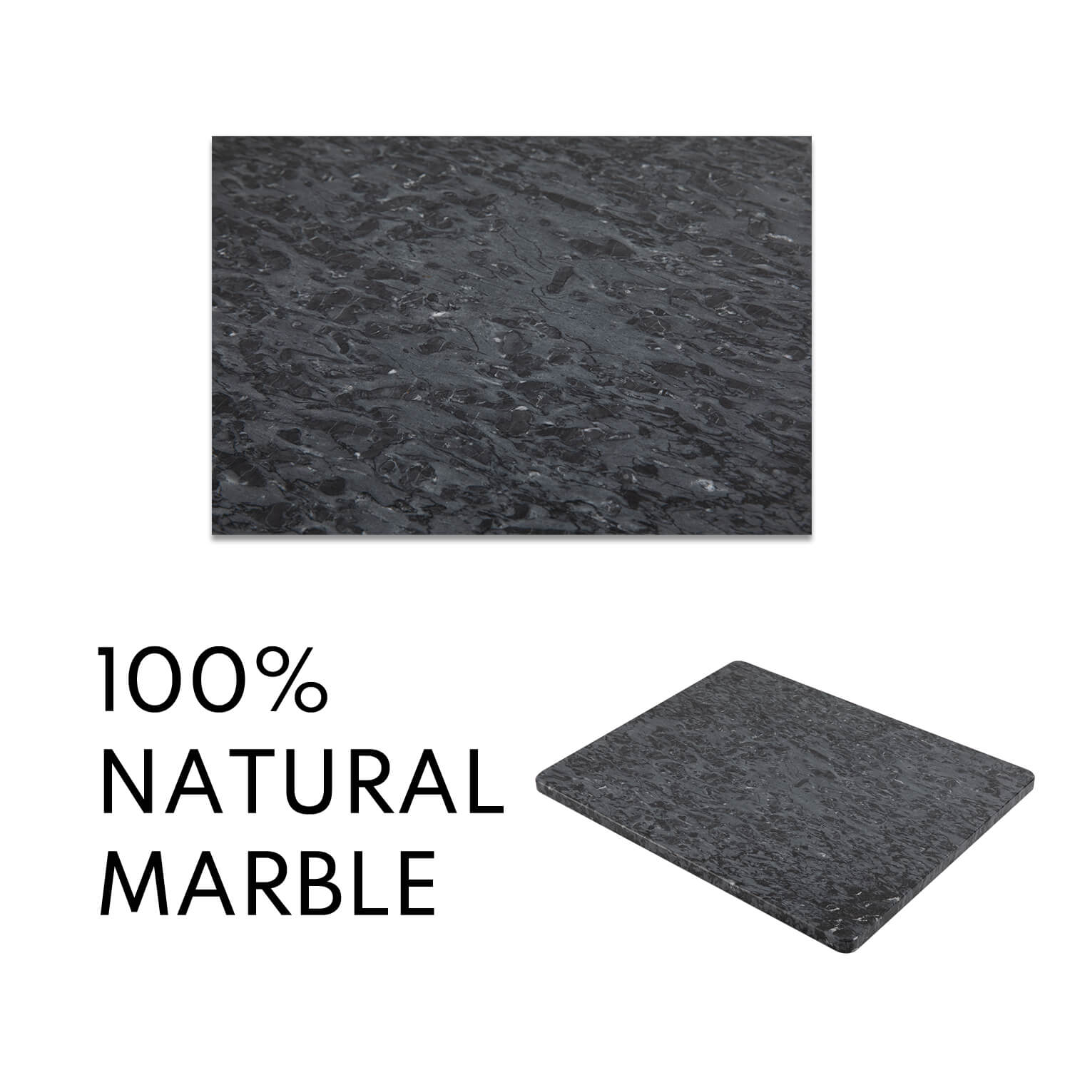 Marble Cutting Board, Pastry Board For Kitchen, Large Black Marble Slab Gift With Non-Slip Feets, 16x20 Inch, 1 Piece