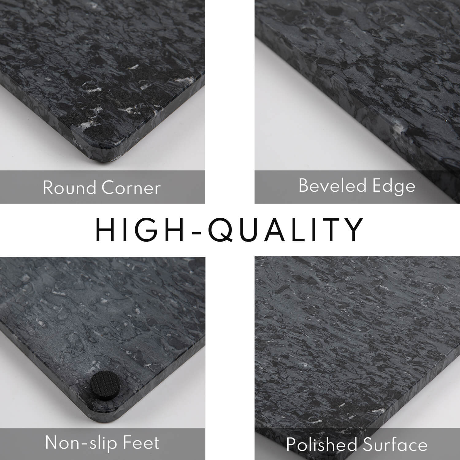 Marble Cutting Board, Pastry Board For Kitchen, Large Black Marble Slab Gift With Non-Slip Feets, 16x20 Inch, 1 Piece