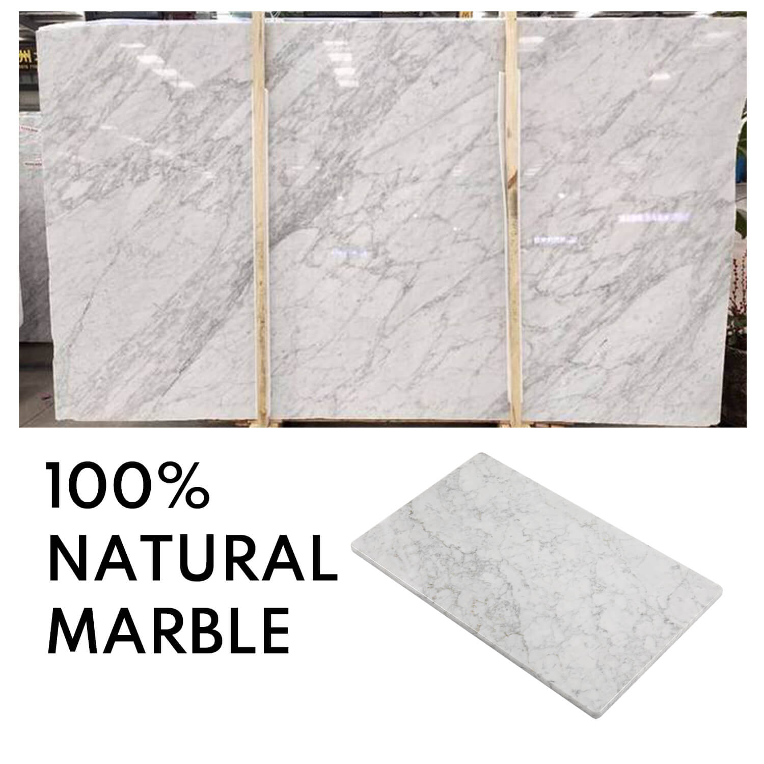 Marble Cutting Board, Pastry Board For Kitchen, Carrara White Marble Slab Gift With Non-Slip Feets, 12x20 Inch, 1 Piece
