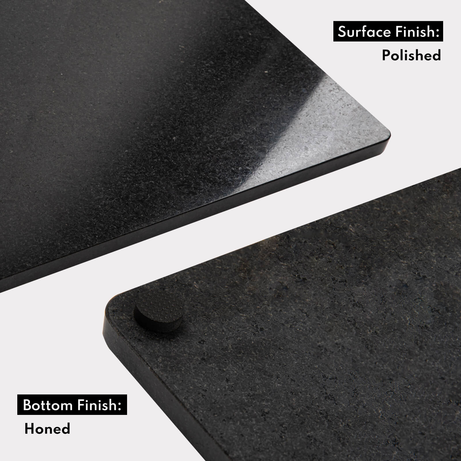 Granite Black Cutting Board, Pastry Board For Kitchen, Black Marble Slab Gift With Non-Slip Feets, 12x20 Inch, 1 Piece