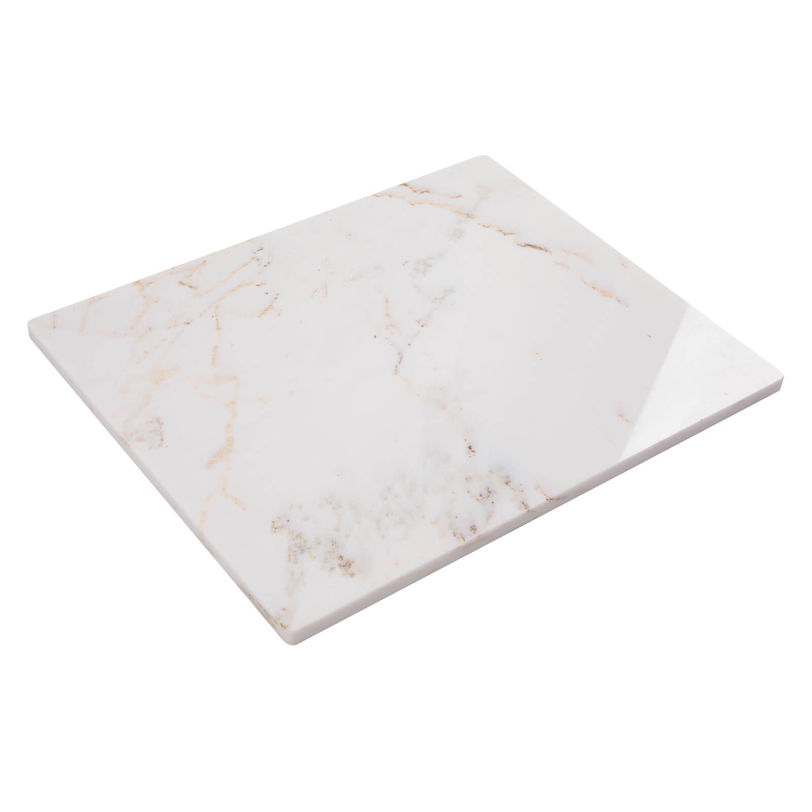 Luxury White Marble Cutting Board, Pastry Board For Kitchen, Large Calacatta Gold Marble Slab Gift With Non-Slip Feets, 16x20 Inch, 1 Piece