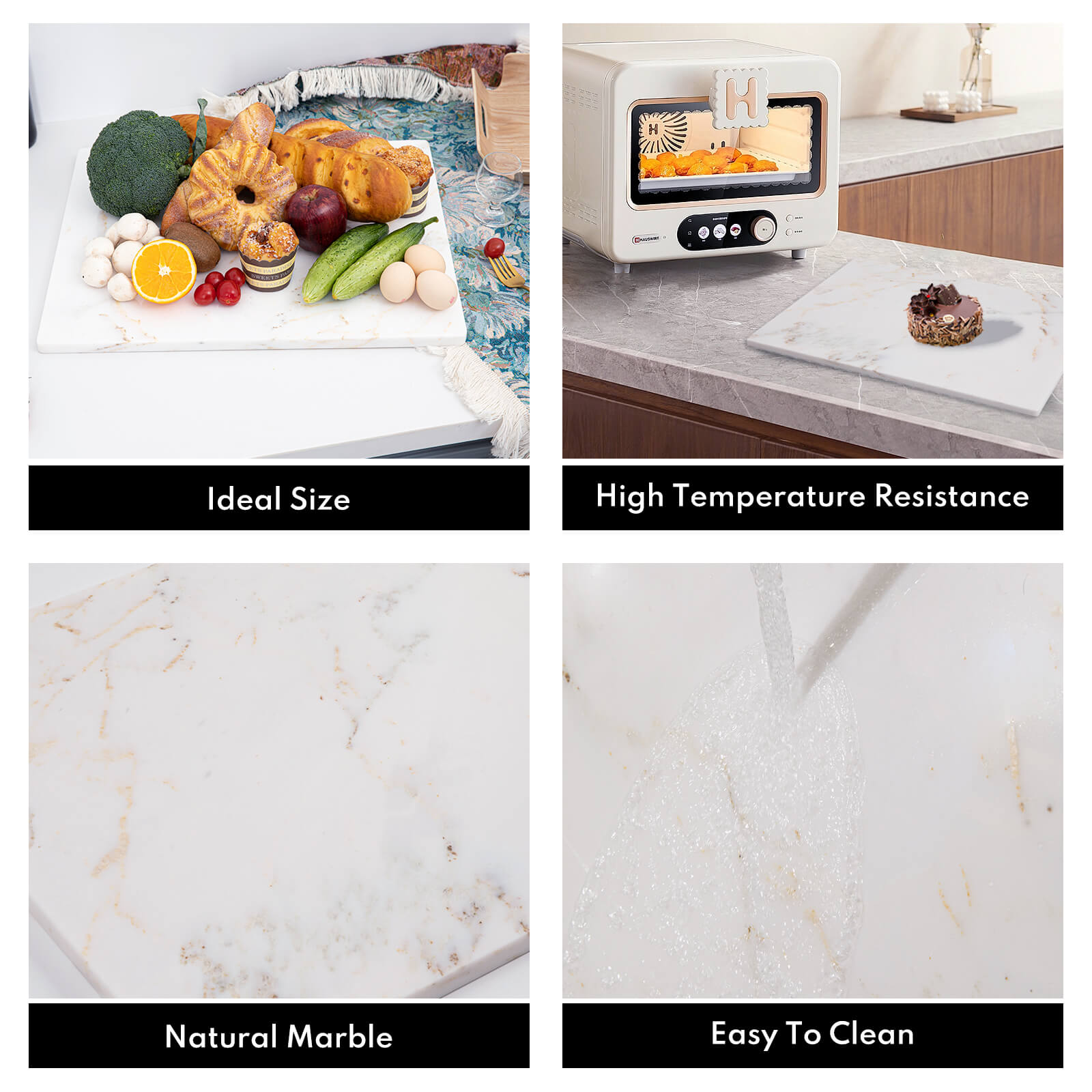 Luxury White Marble Cutting Board, Pastry Board For Kitchen, Large Calacatta Gold Marble Slab Gift With Non-Slip Feets, 16x20 Inch, 1 Piece