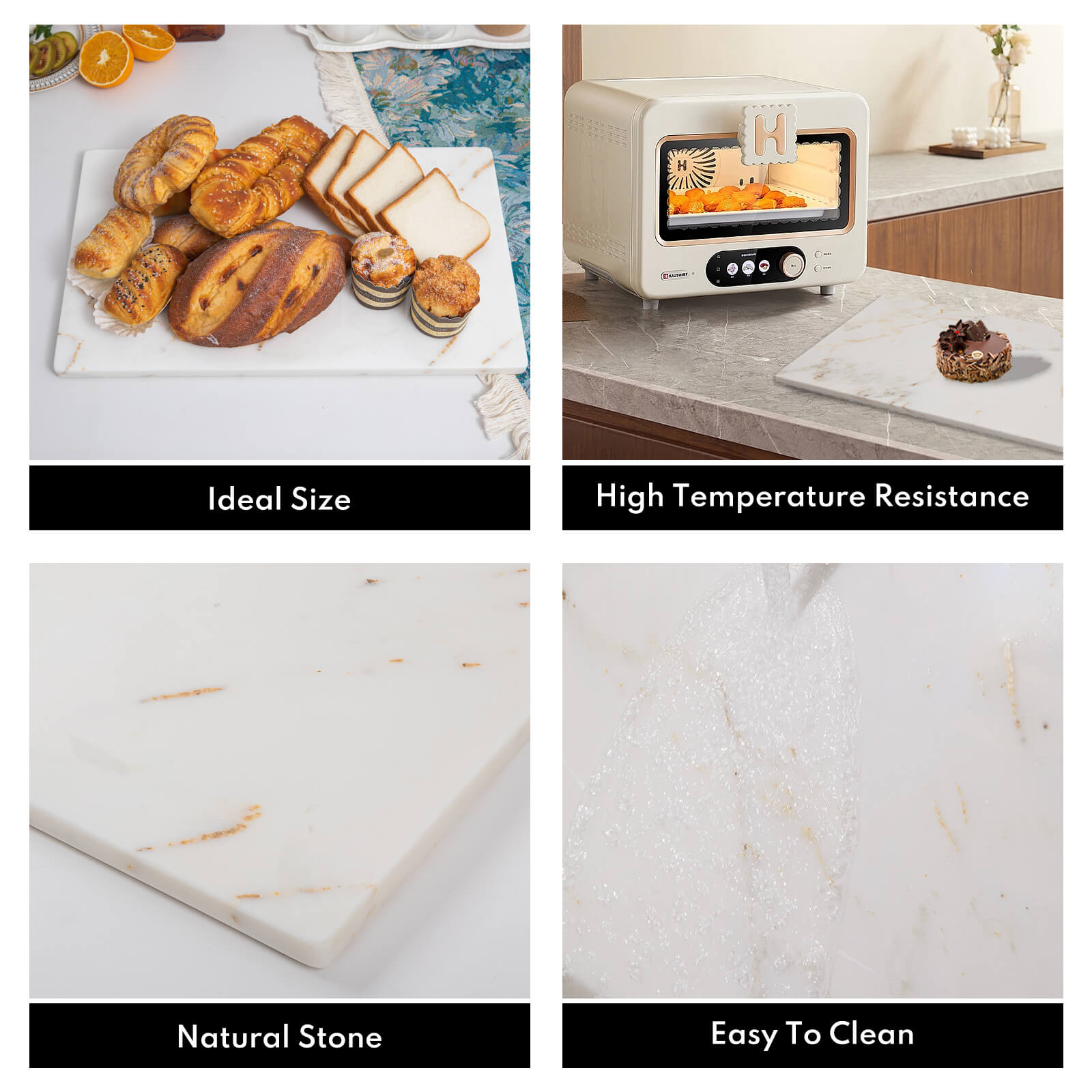 Lovdeco Luxury White Marble Pastry Board, Pastry Board For Kitchen, Large Calacatta Gold Marble Slab Gift With Non-Slip Feets, 12x20 Inch, 1 Piece