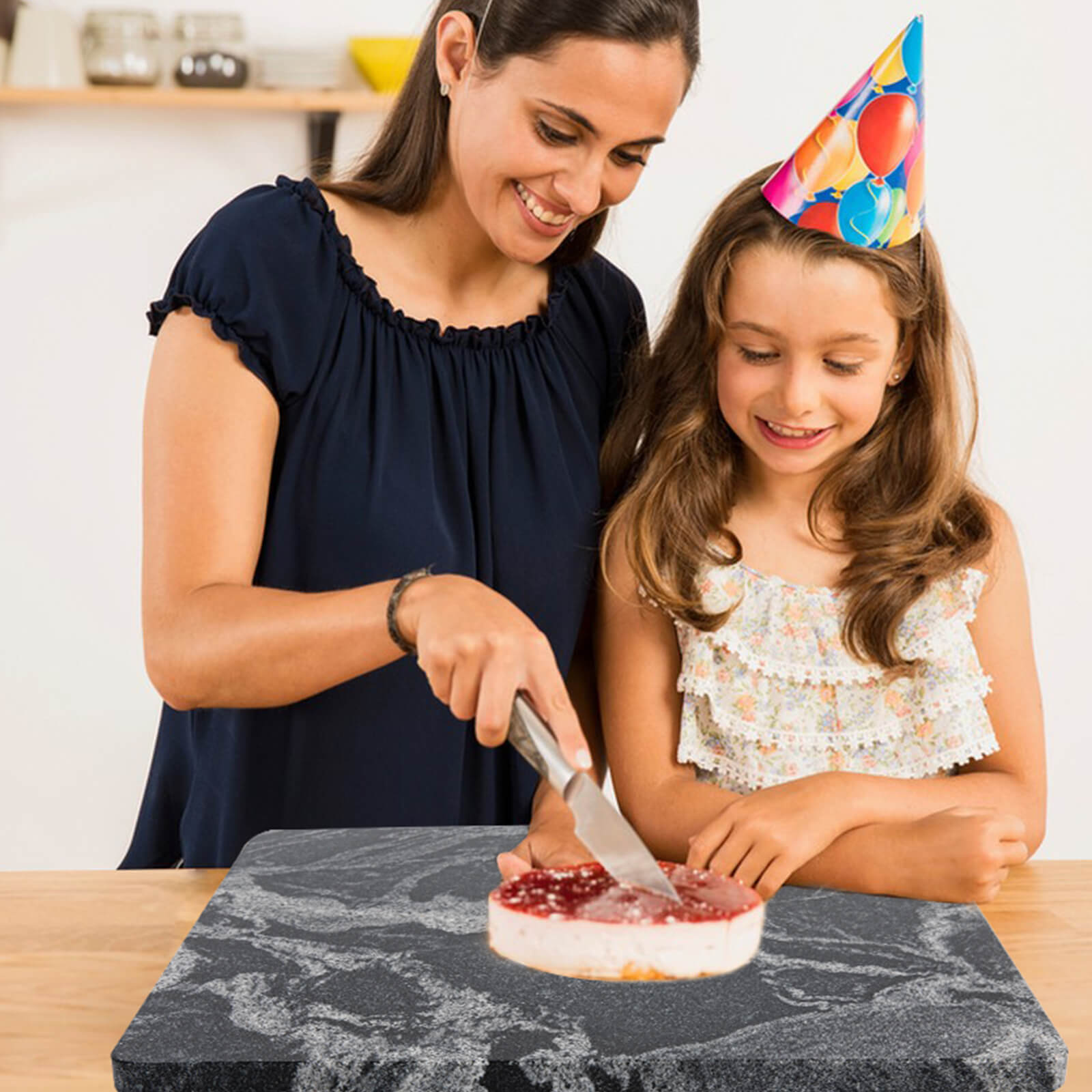 Lovdeco Marble Cutting Board, Pastry Board For Kitchen, Large Black With White Vine Marble Slab Gift With Non-Slip Feets, 16x20 Inch, 1 Piece